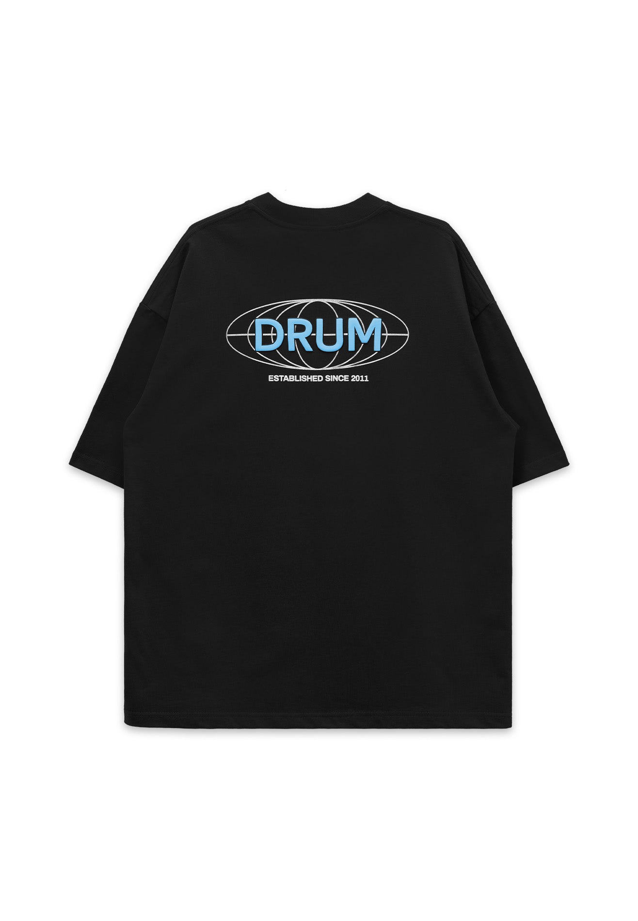 DRUM S. 3D Globe Logo Puff Oversized Tee- Black