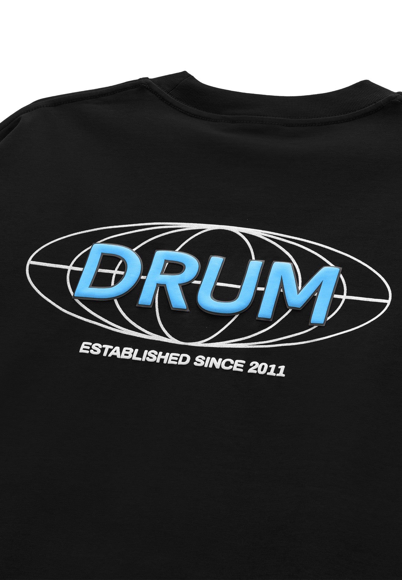 DRUM S. 3D Globe Logo Puff Oversized Tee- Black