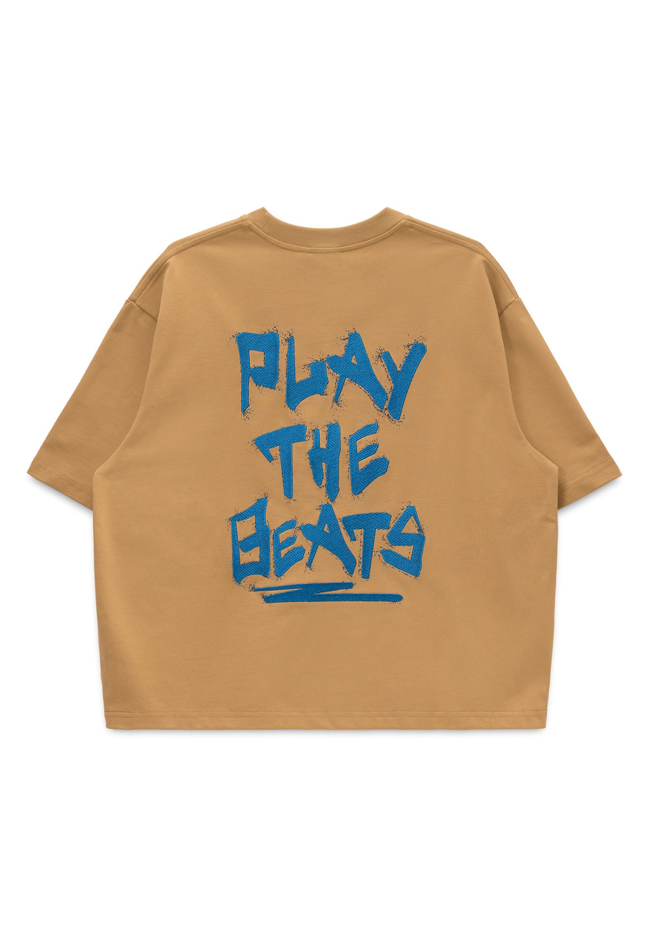 DRUM S. Slogan Hi-Density Print Oversized Boxy Tee- Light Khaki