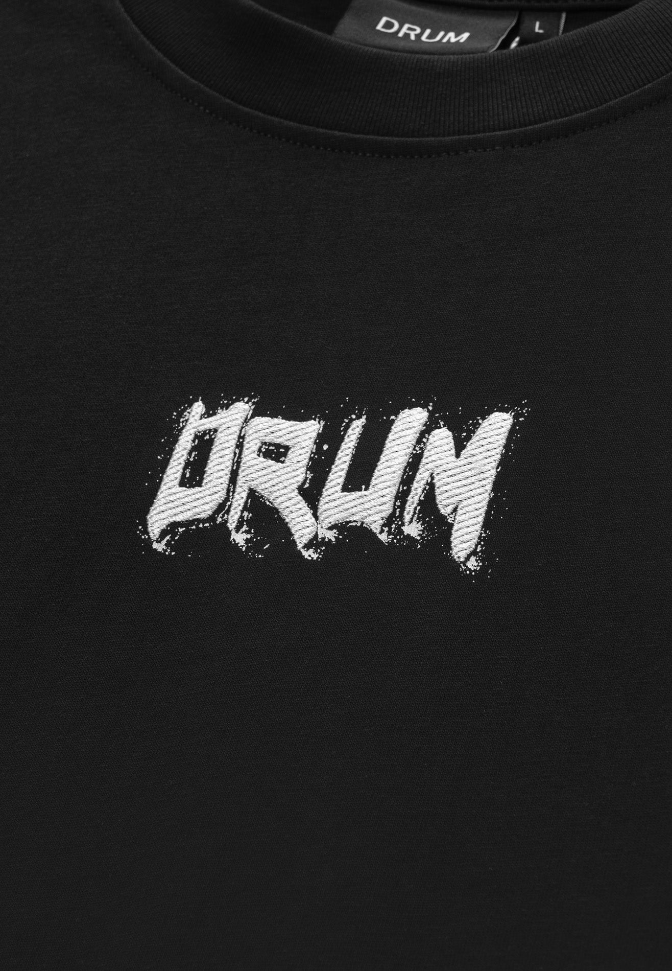 DRUM S. Slogan Hi-Density Print Oversized Boxy Tee- Black