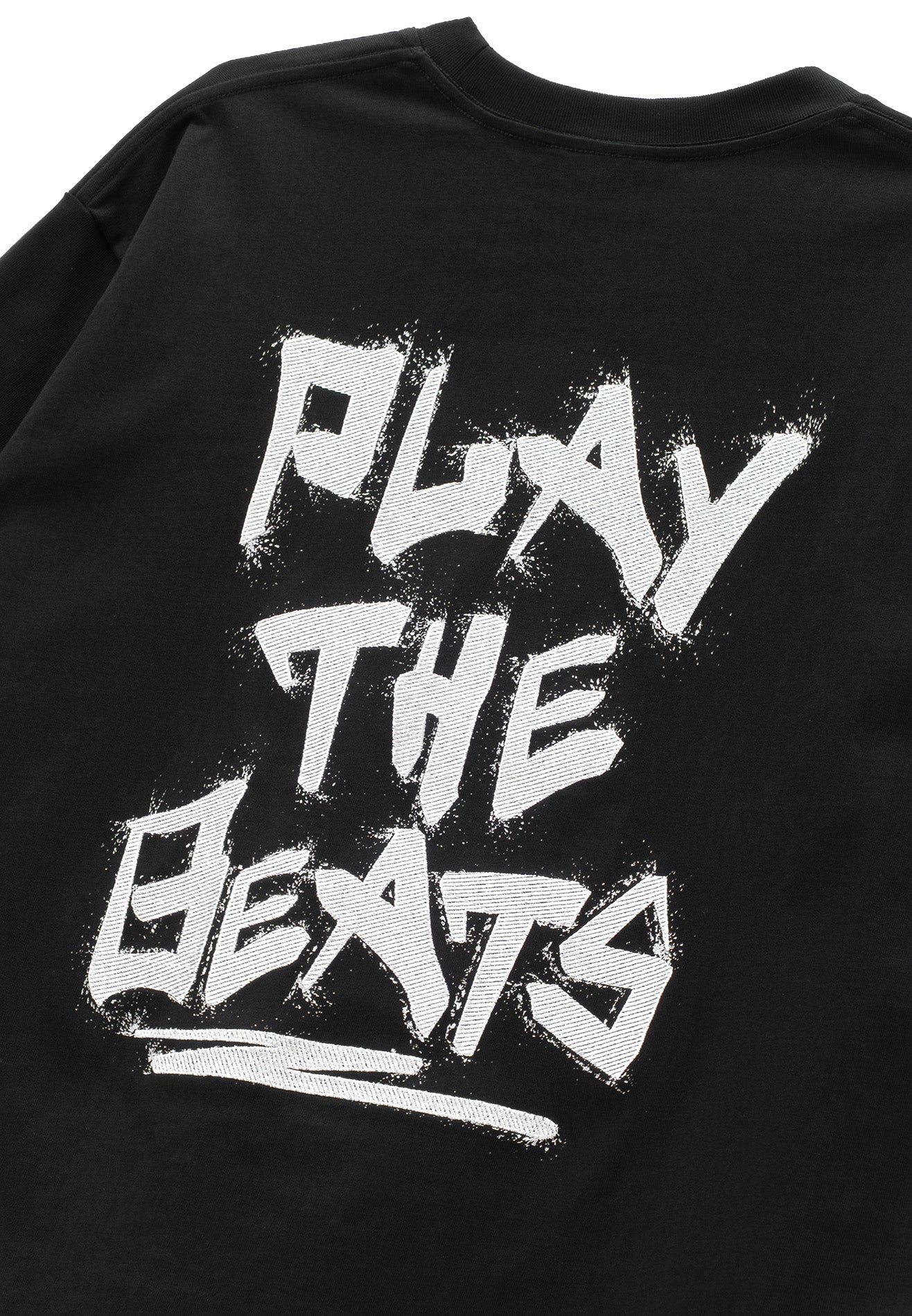 DRUM S. Slogan Hi-Density Print Oversized Boxy Tee- Black
