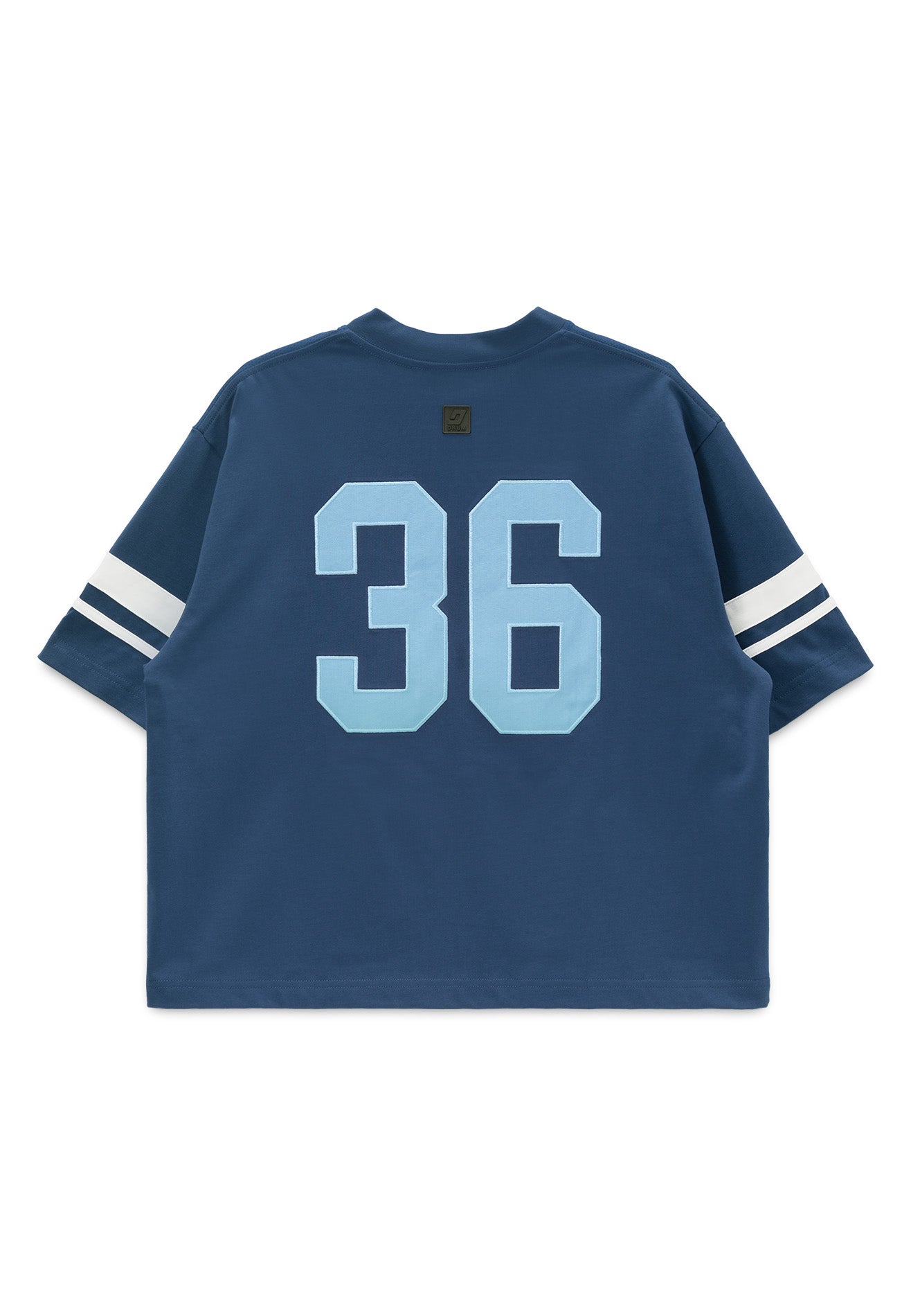 DRUM S. 36 Tape Details Oversized Boxy Tee- Dark Blue