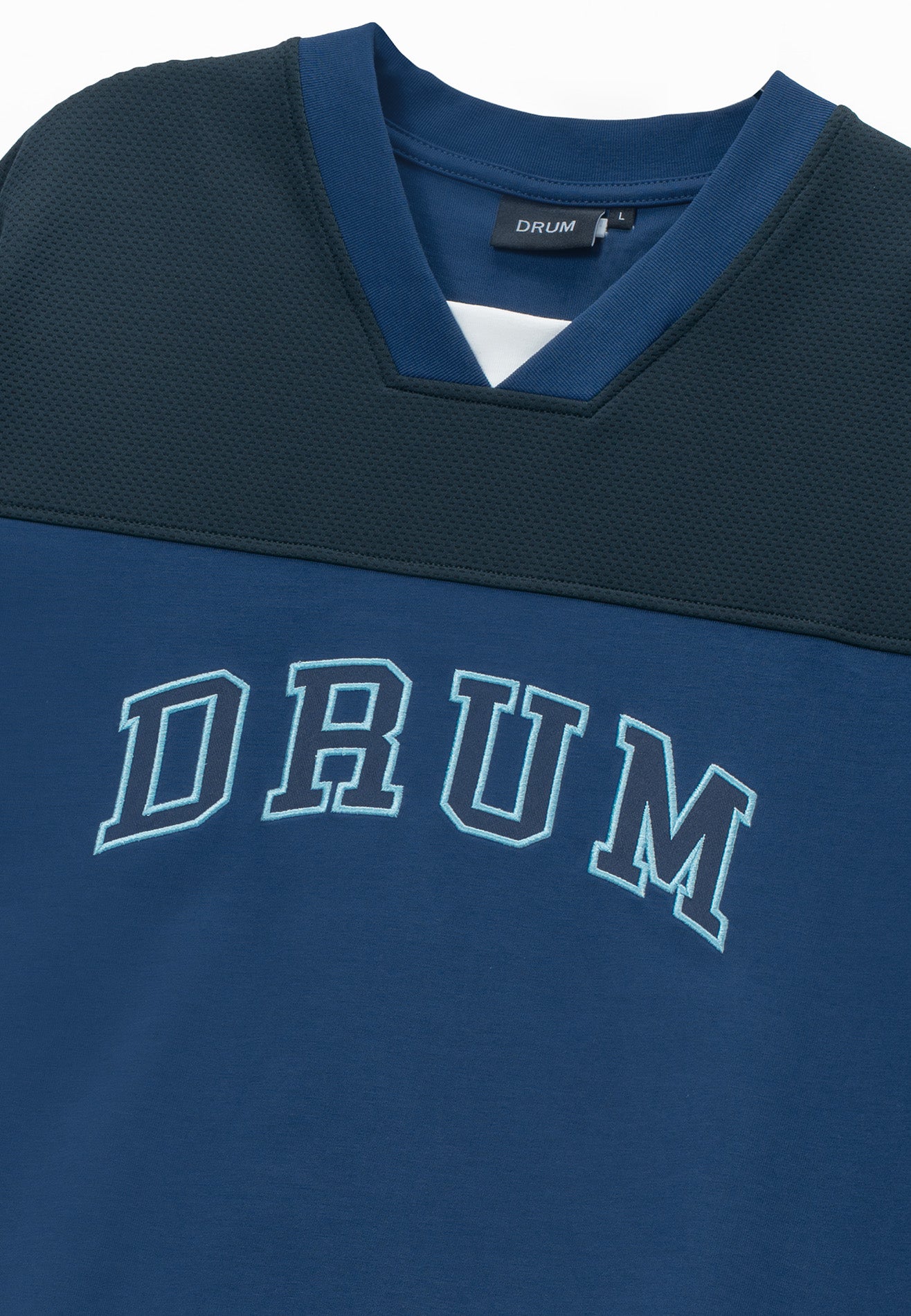 DRUM S. 36 Tape Details Oversized Boxy Tee- Dark Blue