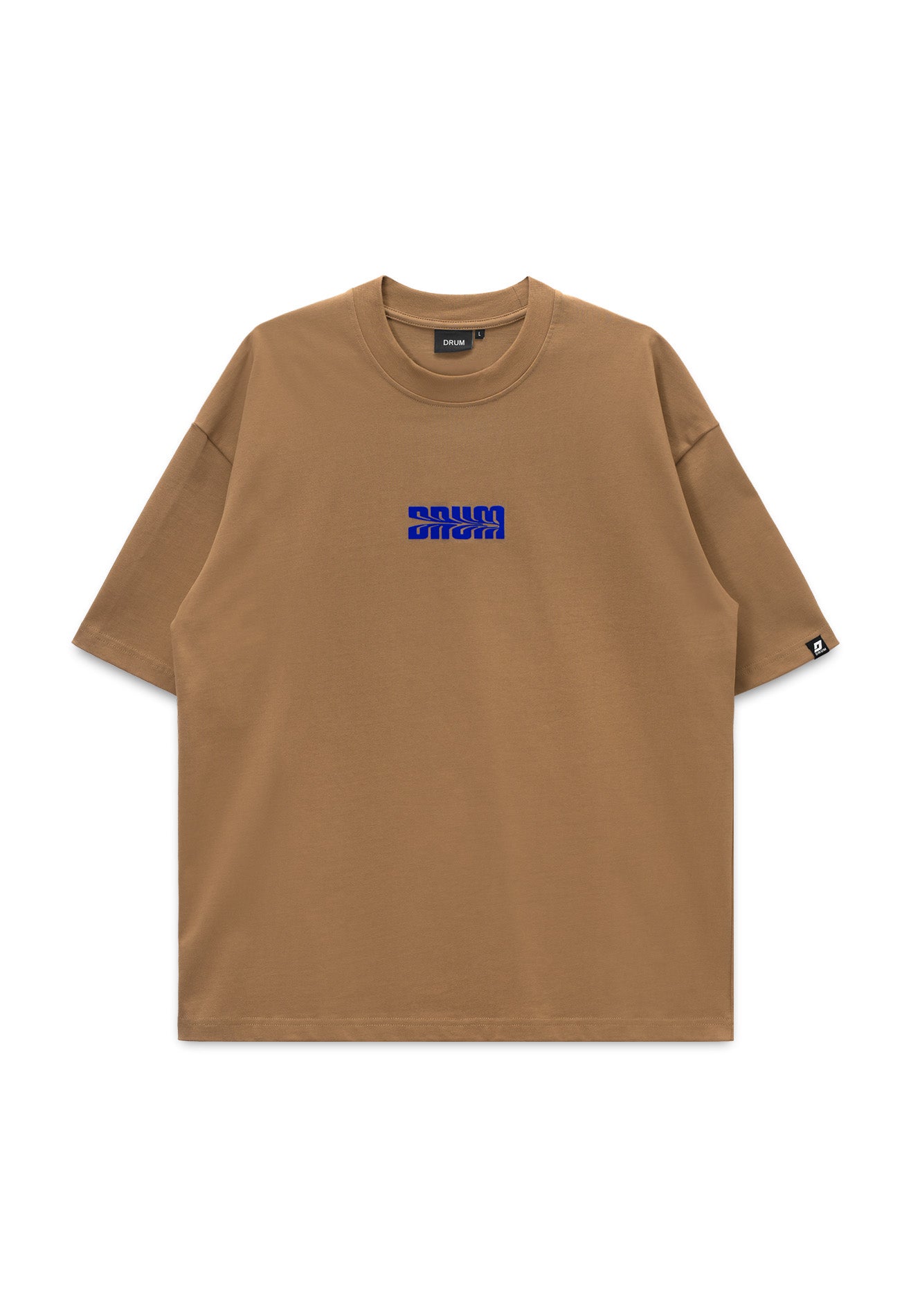 DRUM S. Flocking Print Slogan Oversized Tee- Brown