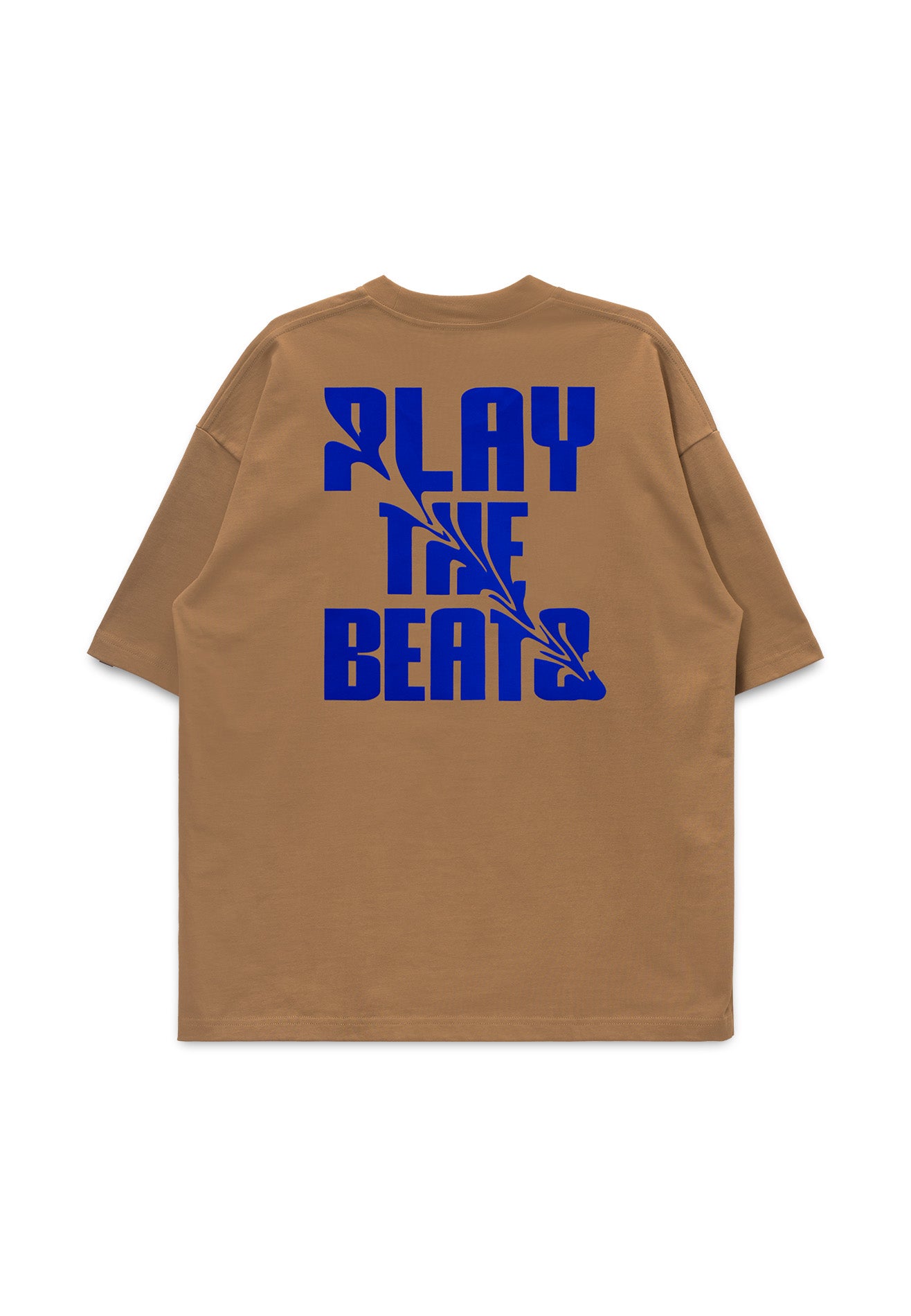 DRUM S. Flocking Print Slogan Oversized Tee- Brown