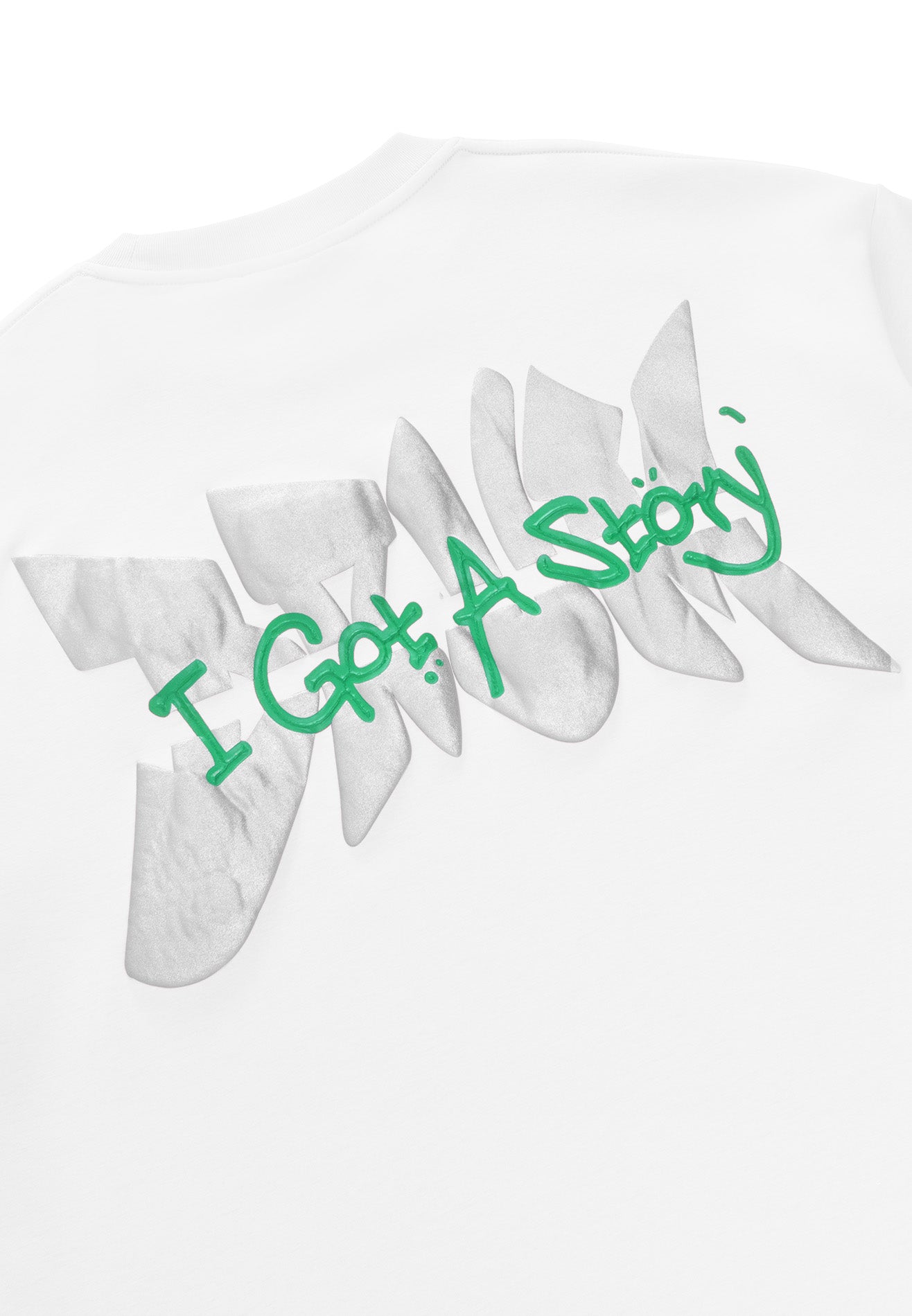 DRUM X MAQ I Got A Story Puffy Oversized Tee- White