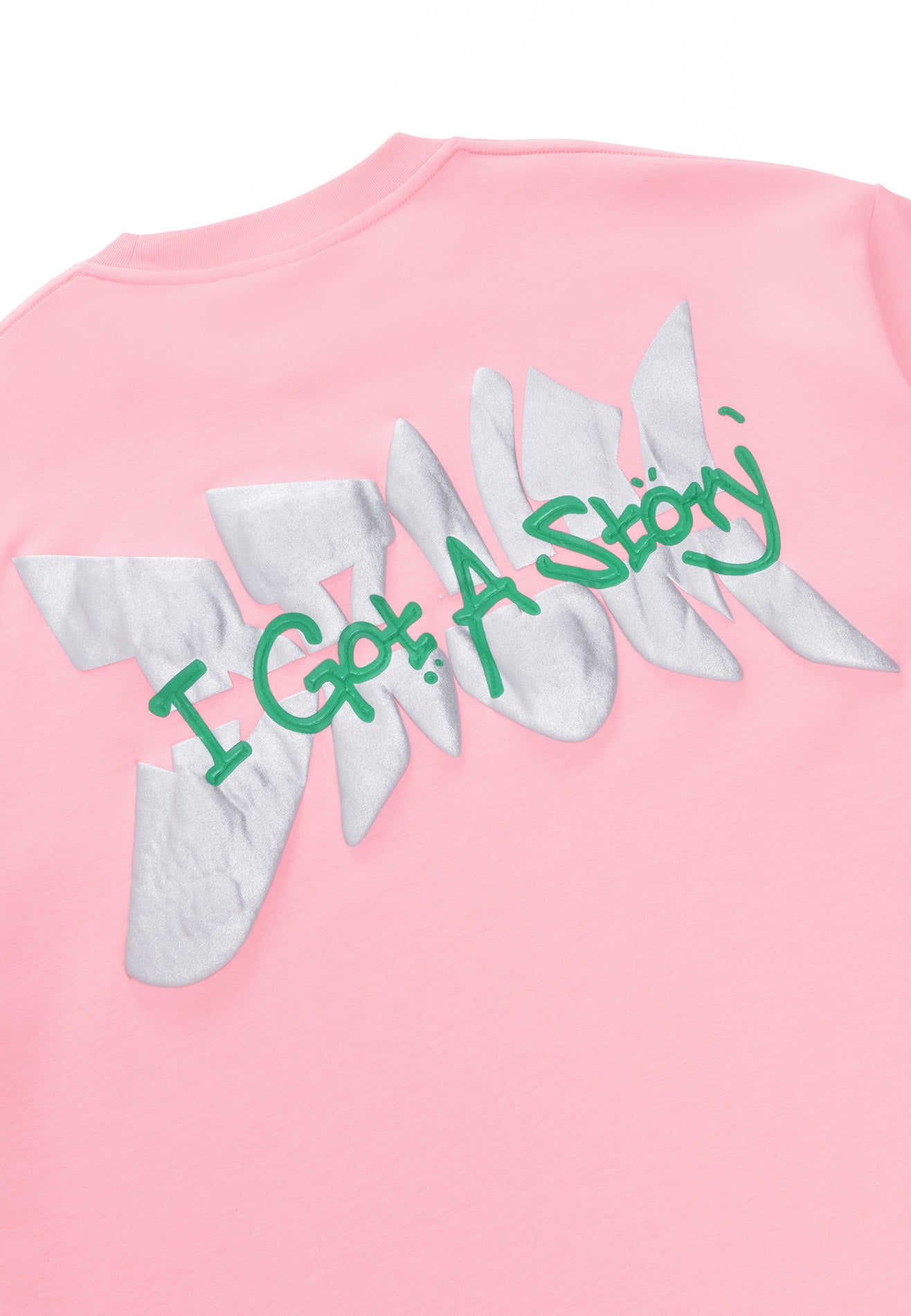 DRUM X MAQ I Got A Story Puffy Oversized Tee- Pink
