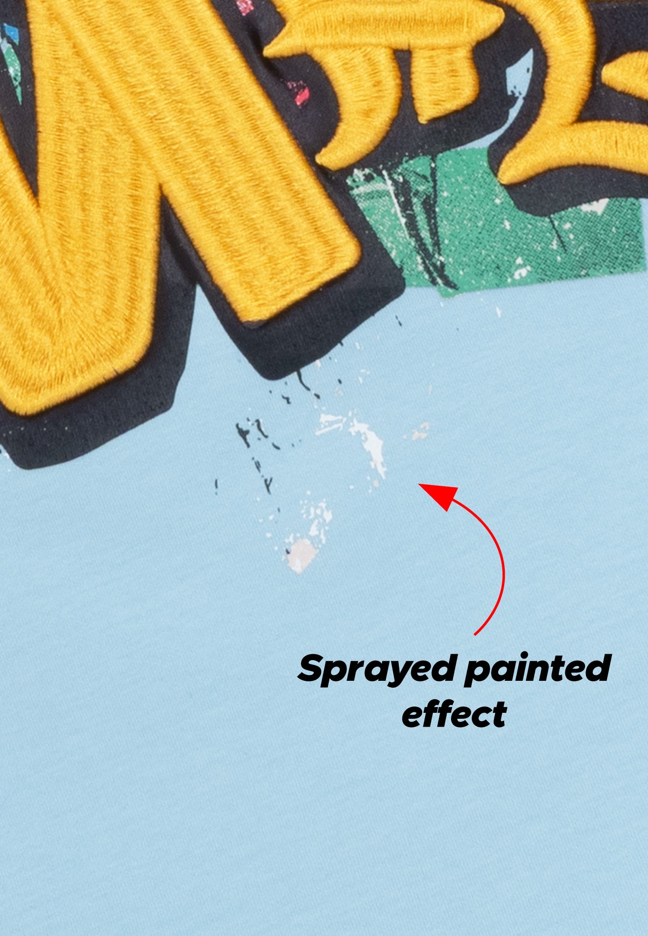 DRUM X MAQ I Got A Story Graffiti Oversized Tee- Light Blue