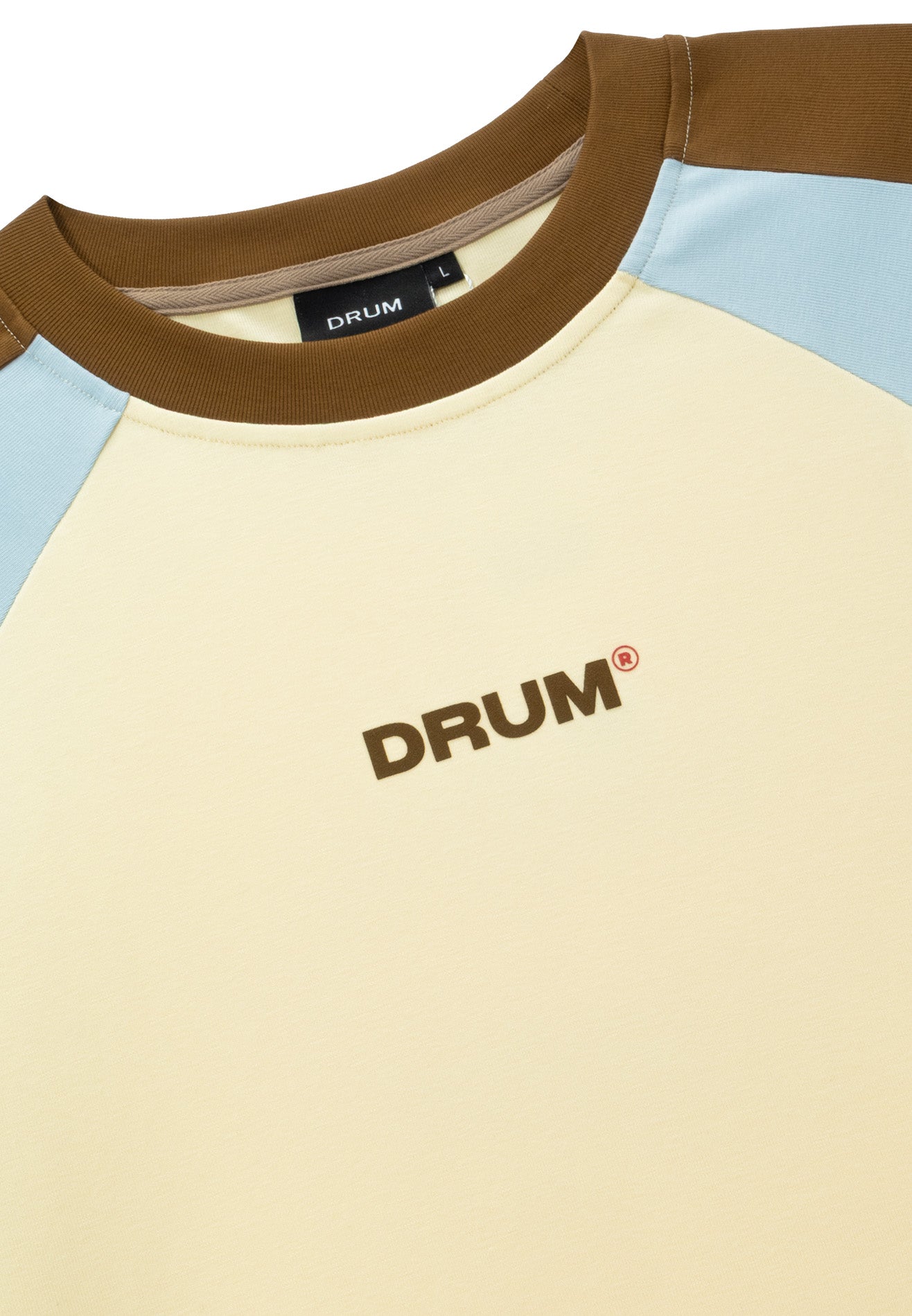 DRUM S. Colour Patching Raglan Oversized Tee- Beige