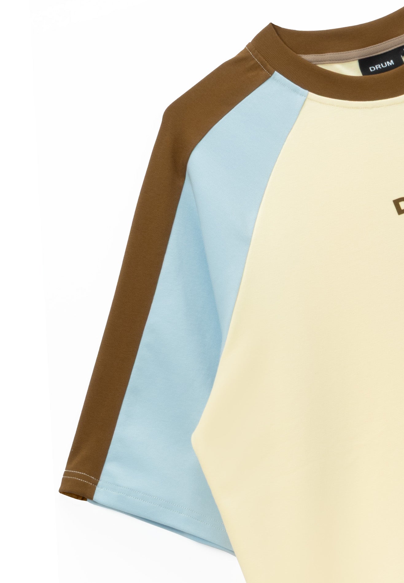 DRUM S. Colour Patching Raglan Oversized Tee- Beige