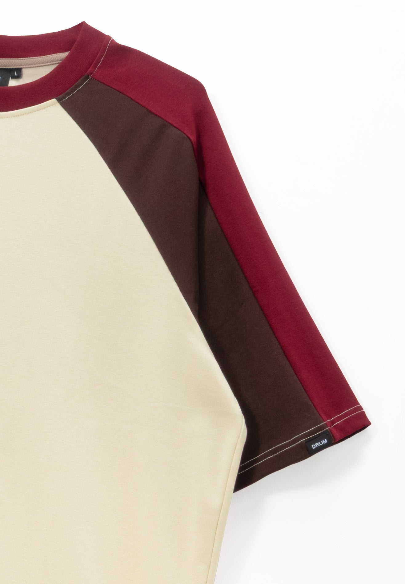 DRUM S. Colour Patching Raglan Oversized Tee- Light Khaki