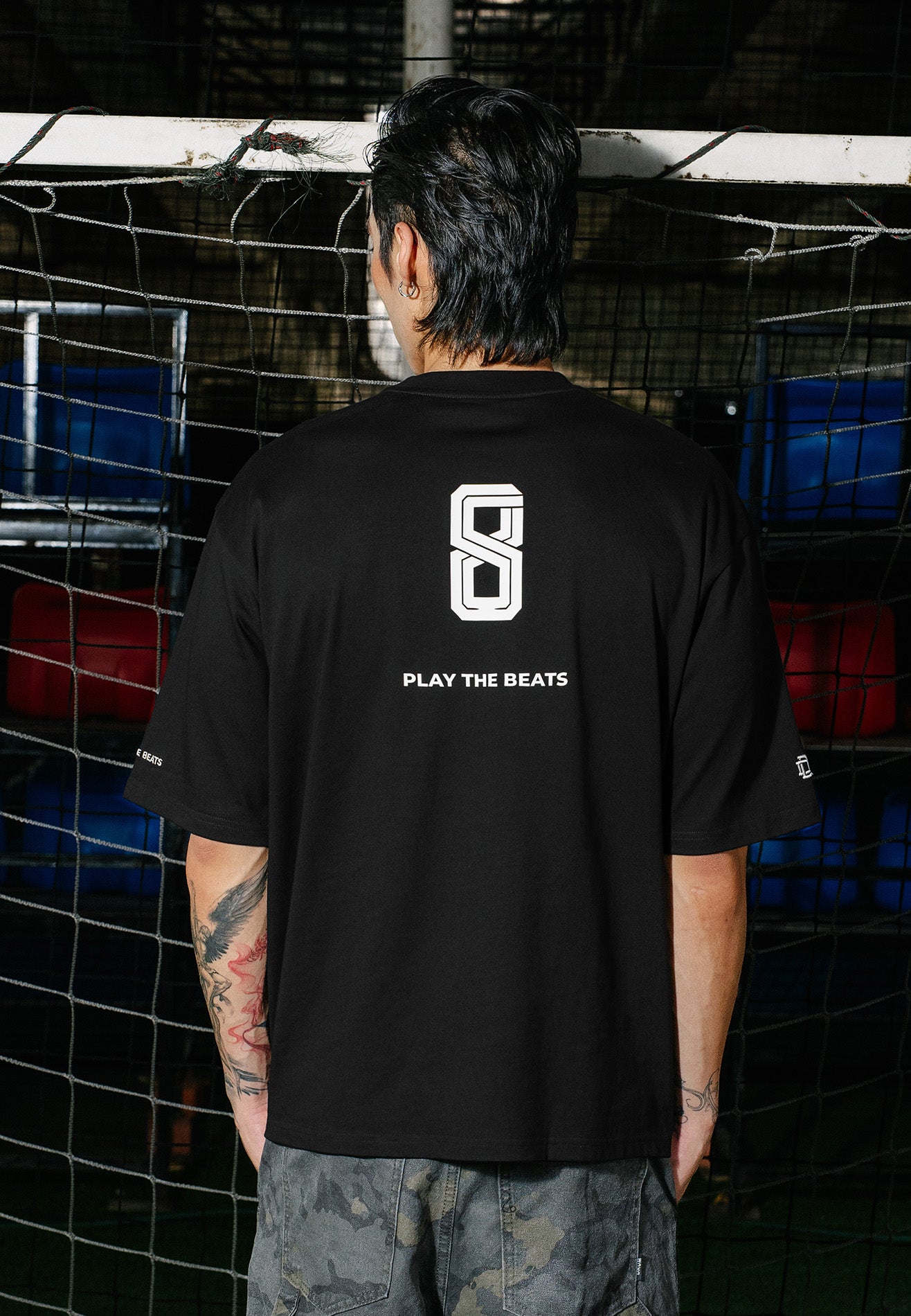 DRUM S. Football Collection No. 8 Oversized Tee - Black