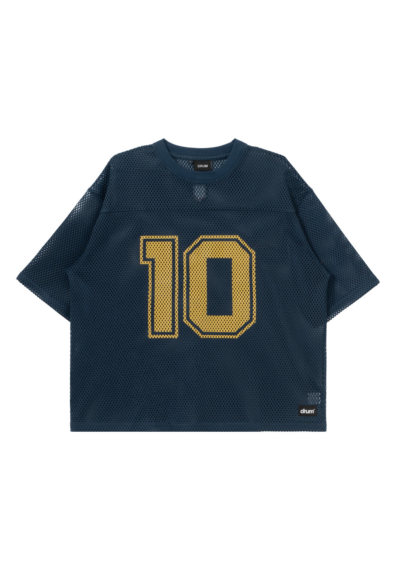 DRUM S. Football Collection No. 10 Oversized Boxy Mesh Tee - Navy