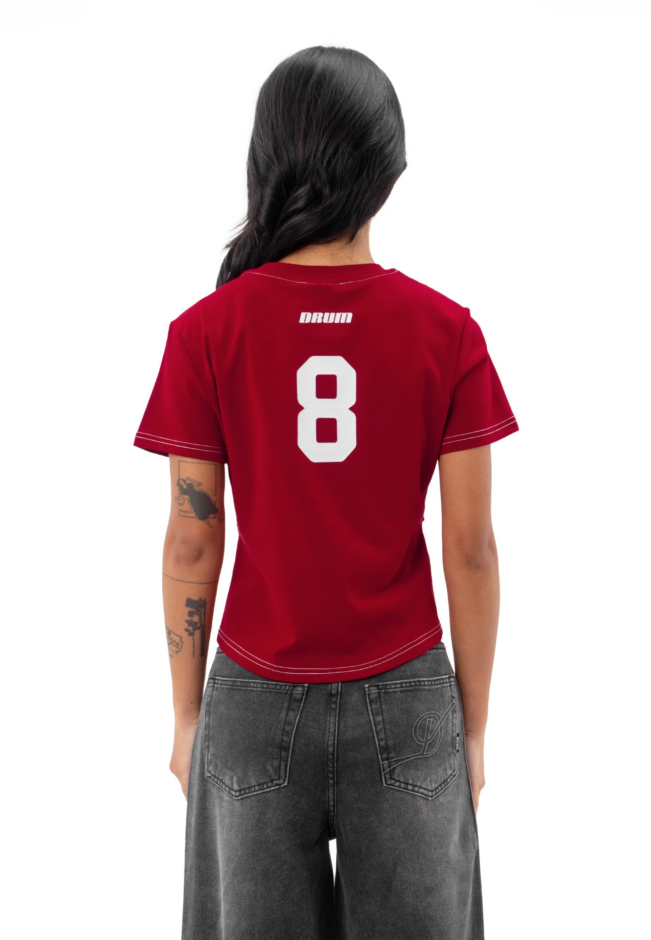 DRUM S. Ladies Lucky 8 Crop Top- Red