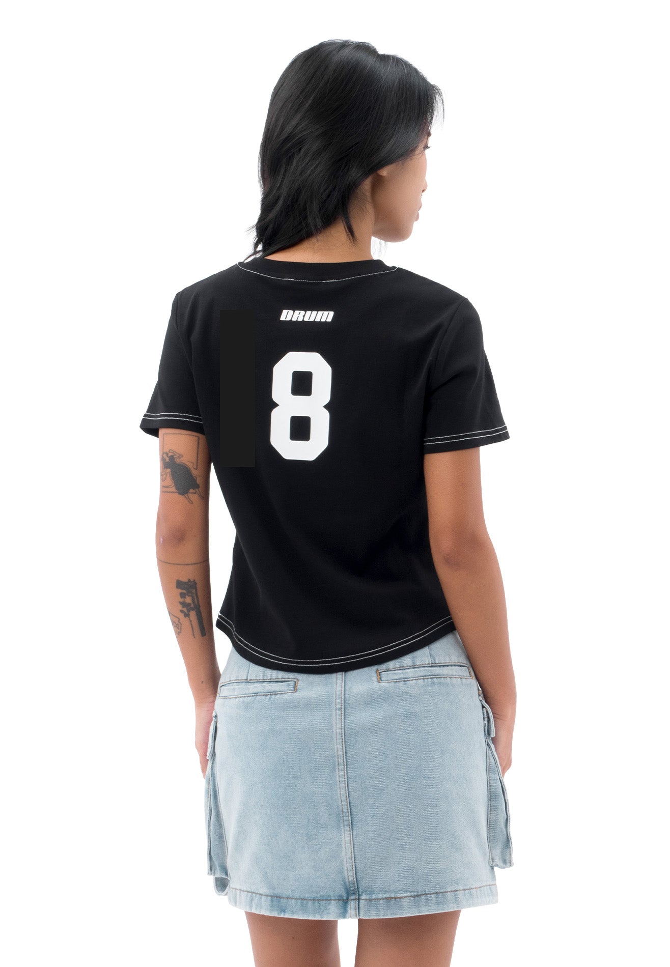 DRUM S. Ladies Lucky 8 Crop Top- Black