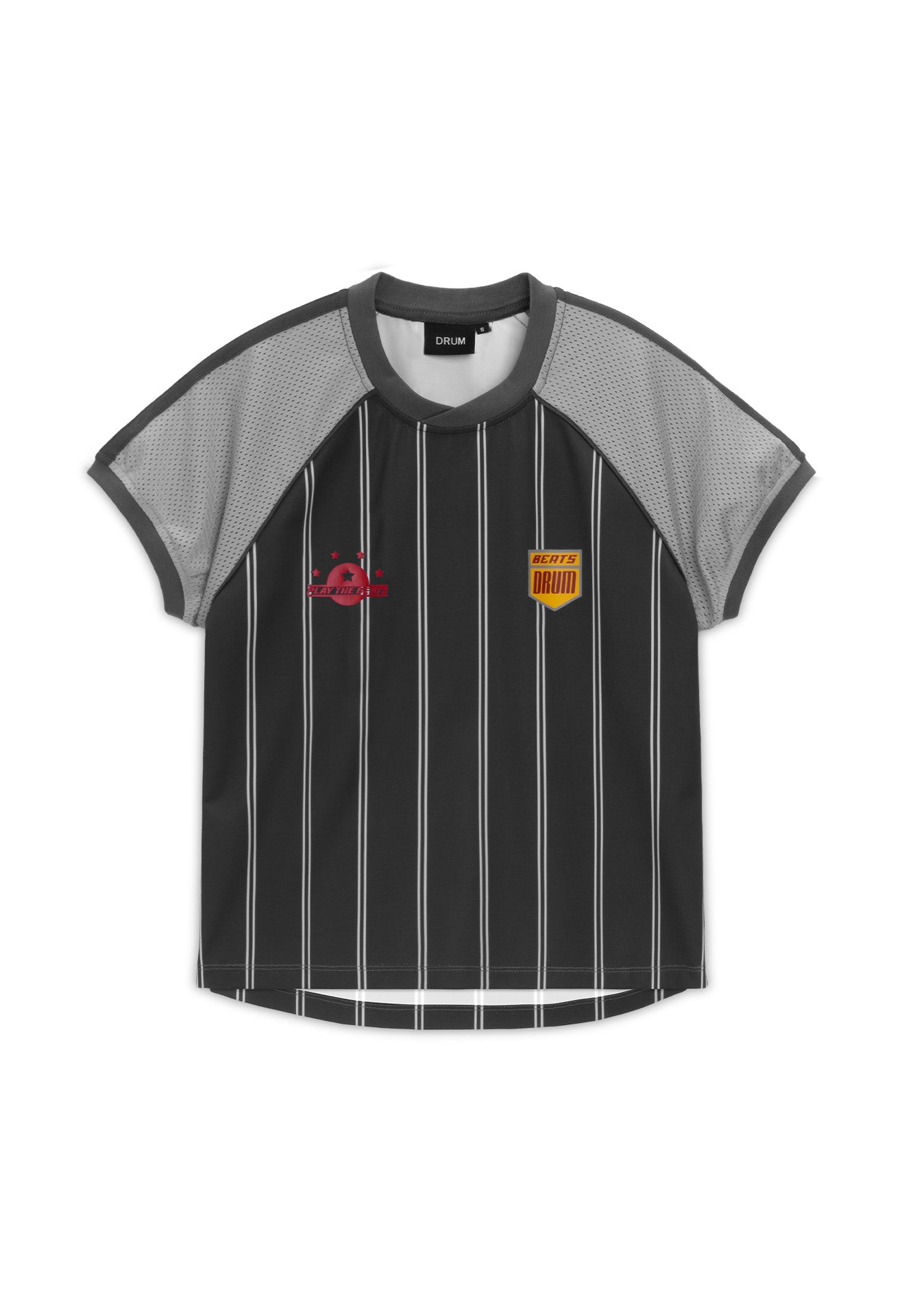 DRUM S. Ladies Raglan Mesh Sleeve Top- Dark Grey