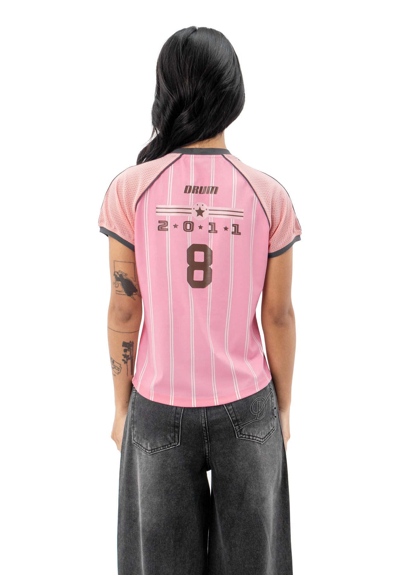 DRUM S. Ladies Raglan Mesh Sleeve Top- Pink