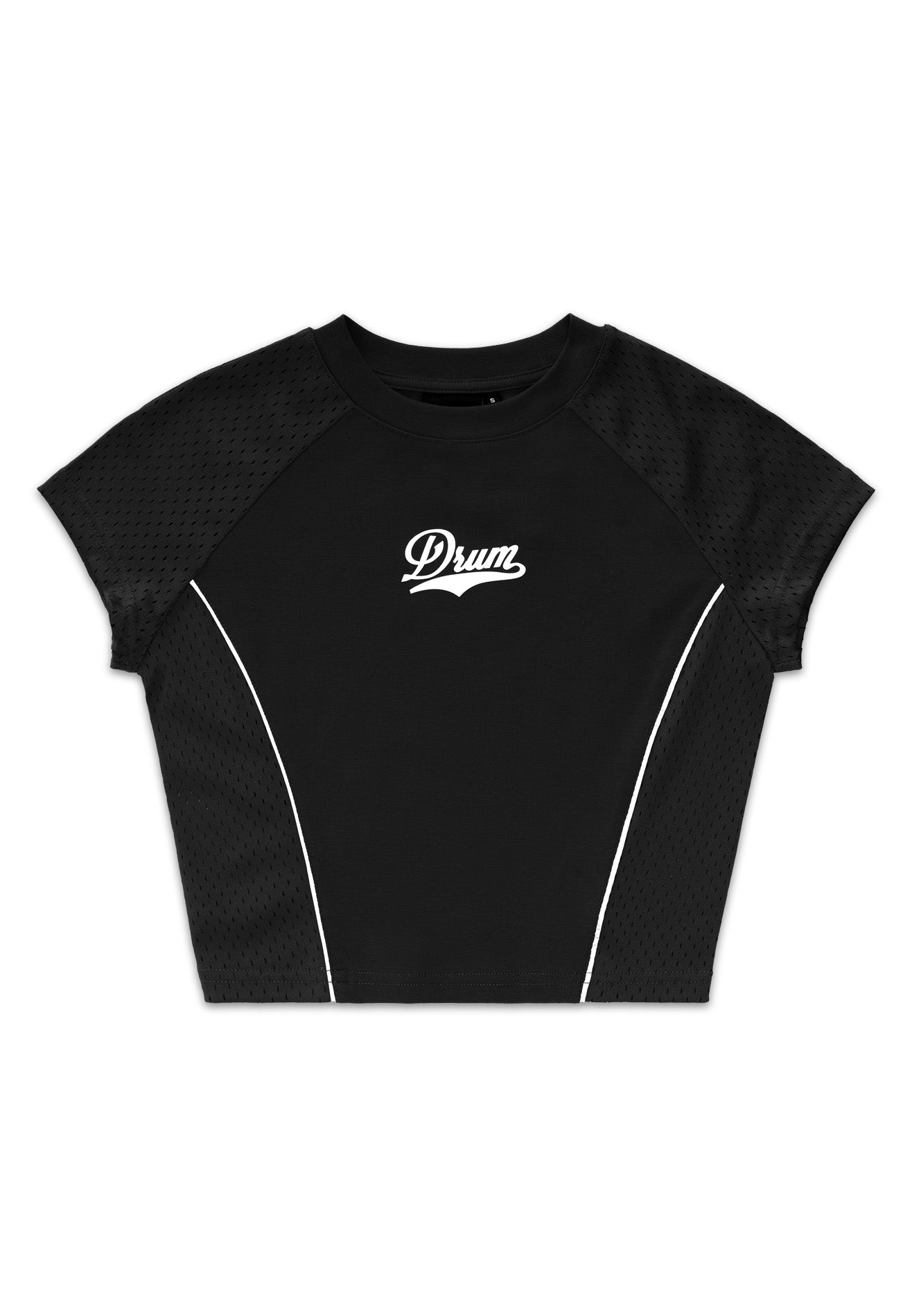 DRUM S. Women Reflective Print Pipping Crop Top- Black