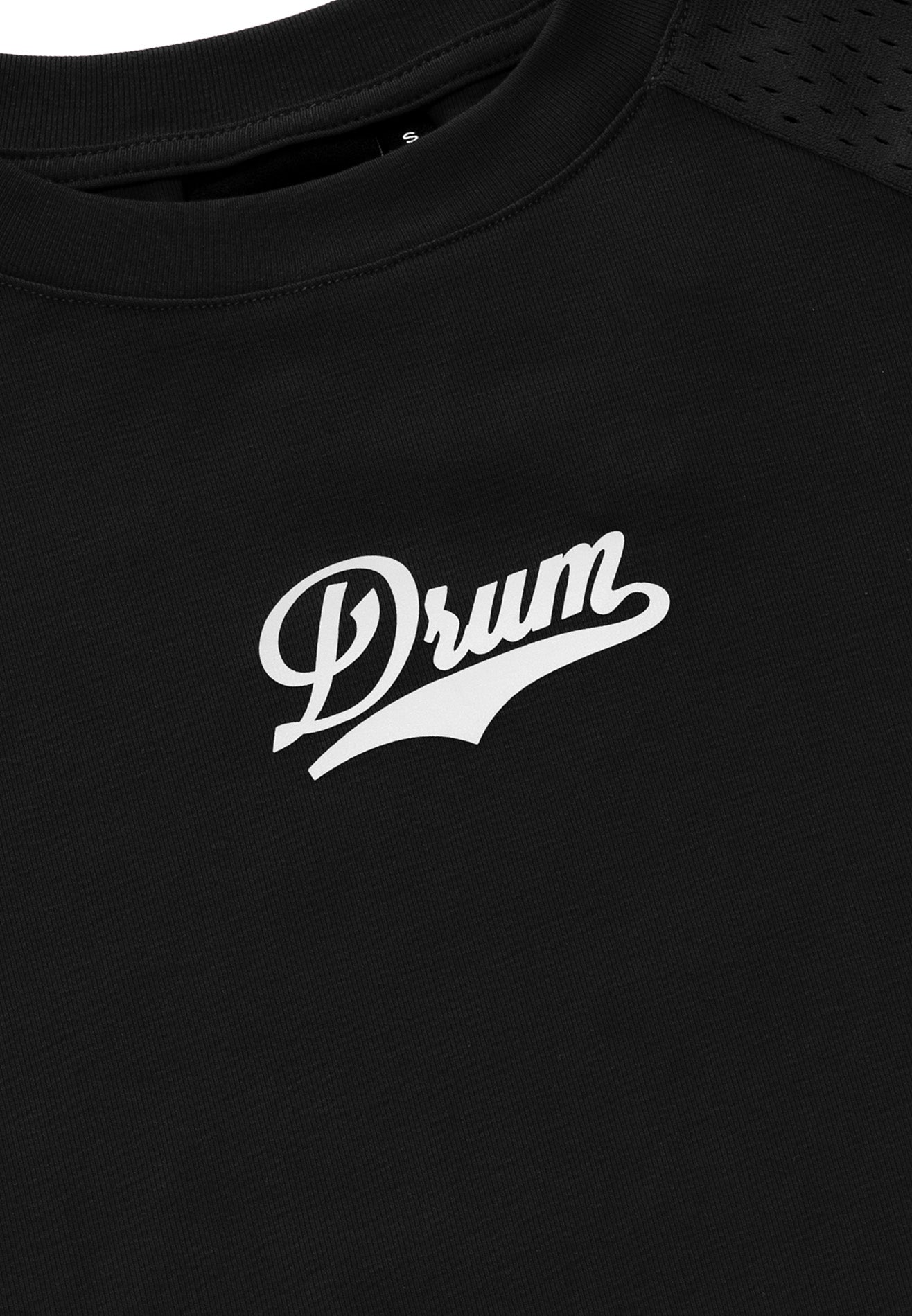 DRUM S. Women Reflective Print Pipping Crop Top- Black