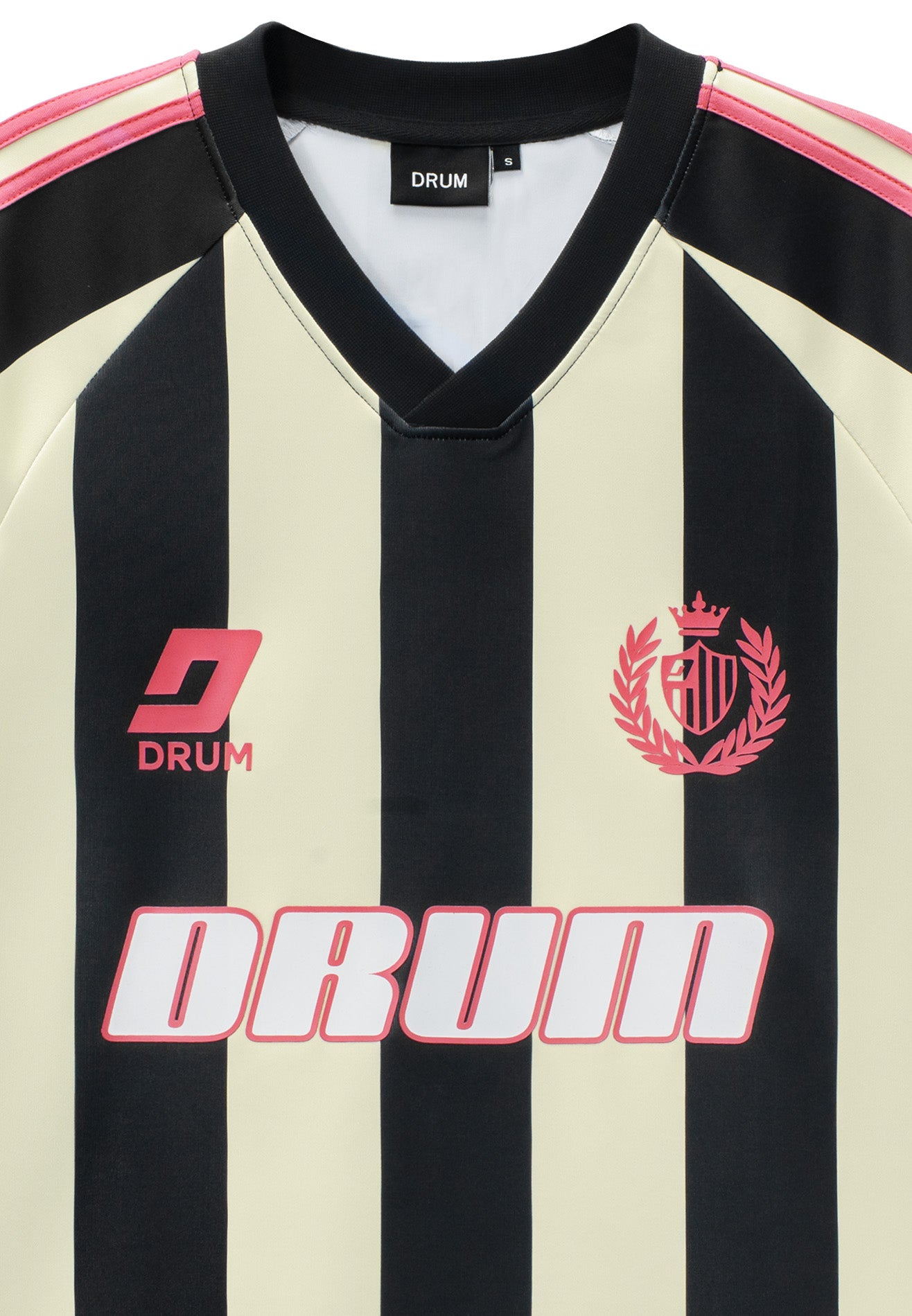 DRUM S. Ladies Digital Print Shoulder Stripe Jersey Top - White