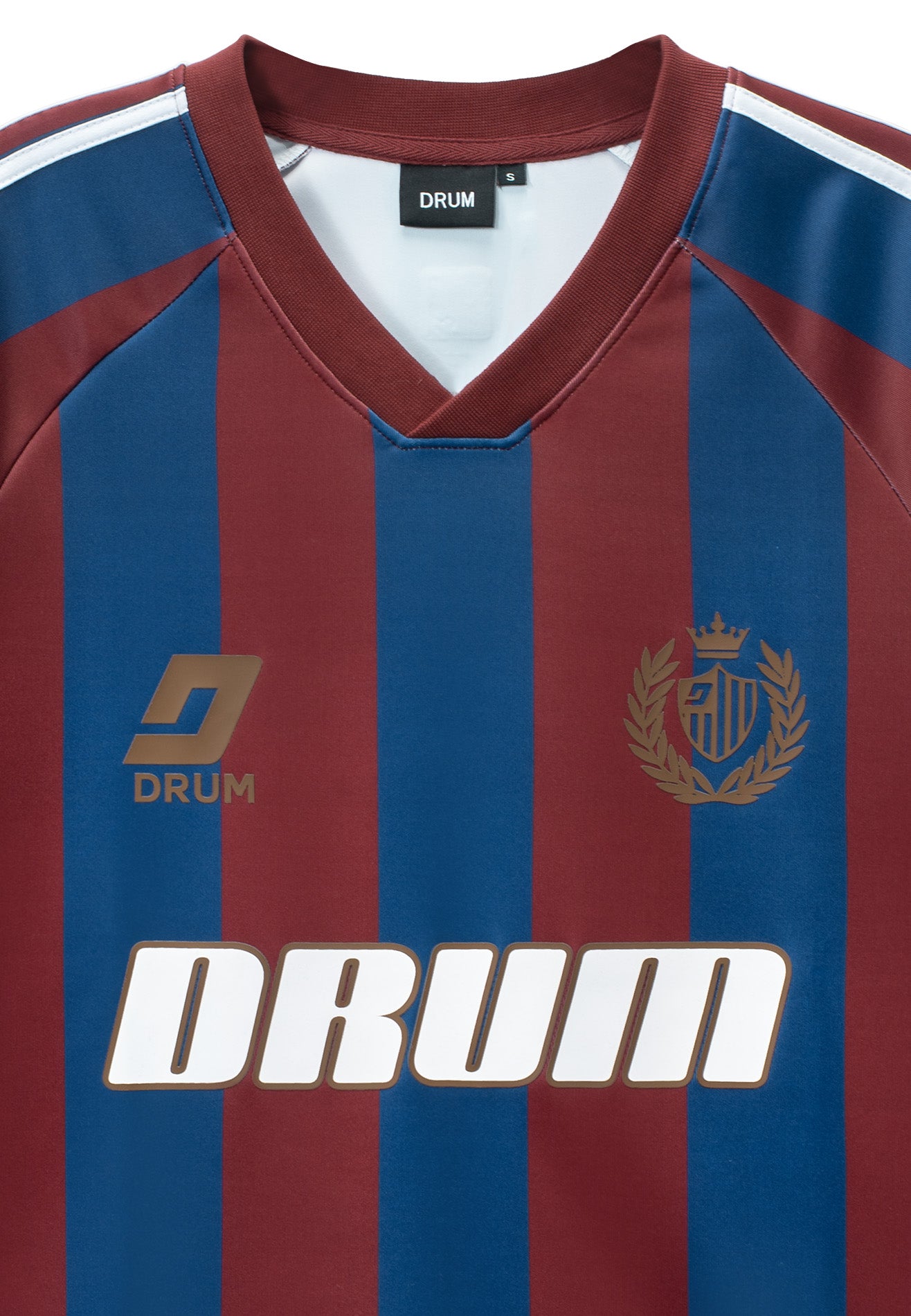 DRUM S. Ladies Digital Print Shoulder Stripe Jersey Top - Maroon