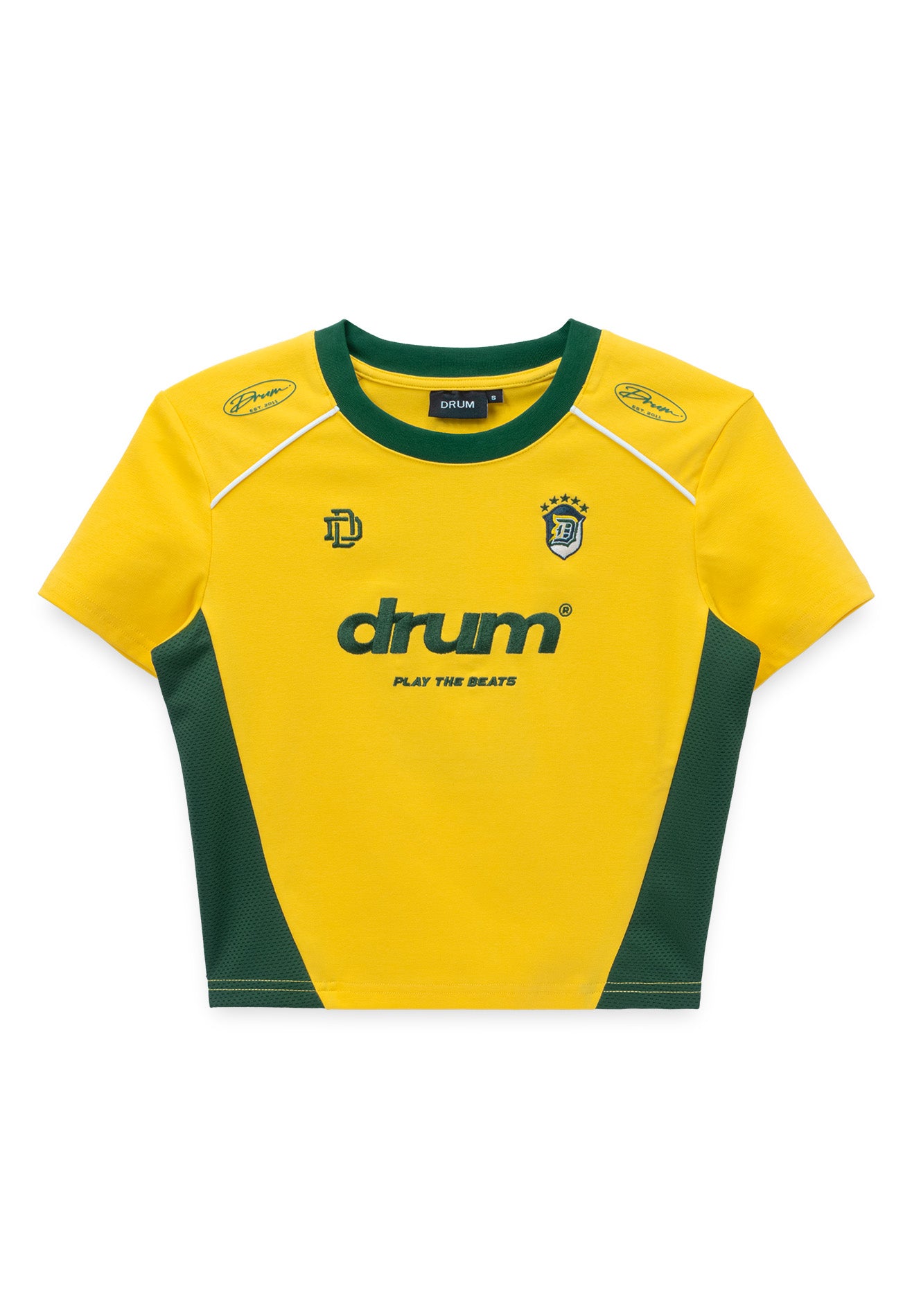 DRUM S. Women Football Collection Cut & Sew Crop Top - Yellow