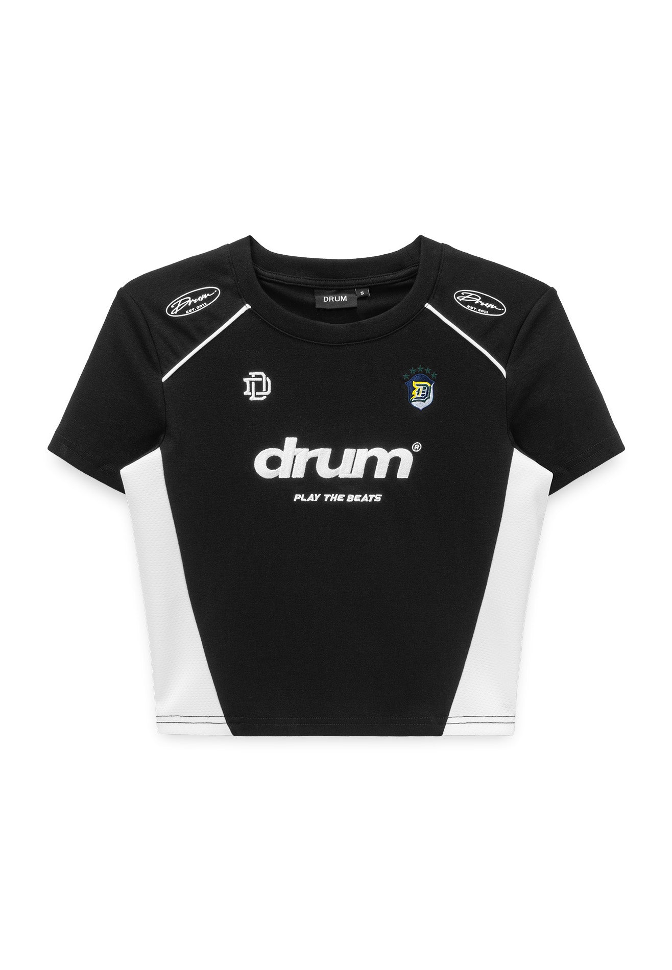 DRUM S. Women Football Collection Cut & Sew Crop Top - Black