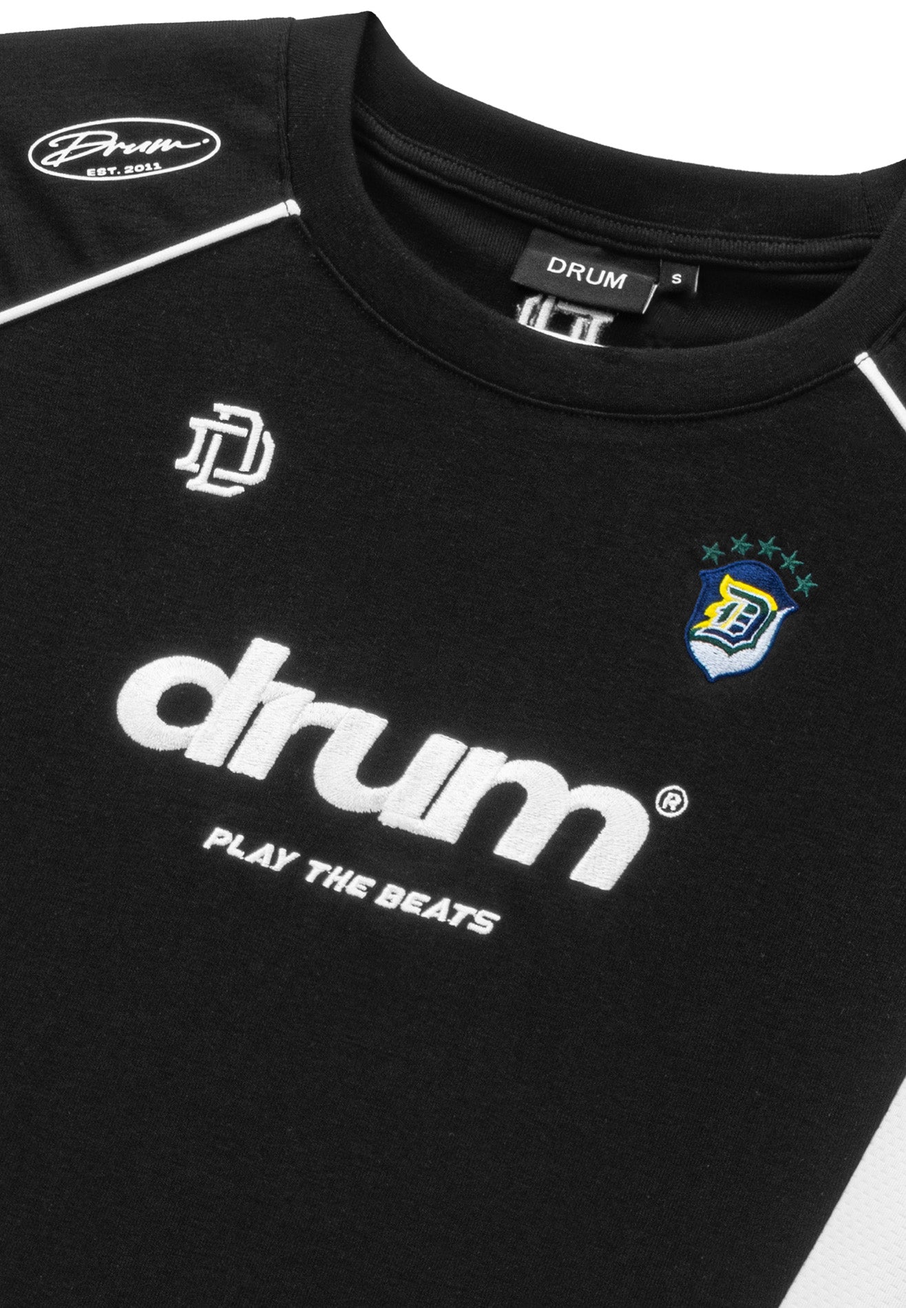 DRUM S. Women Football Collection Cut & Sew Crop Top - Black