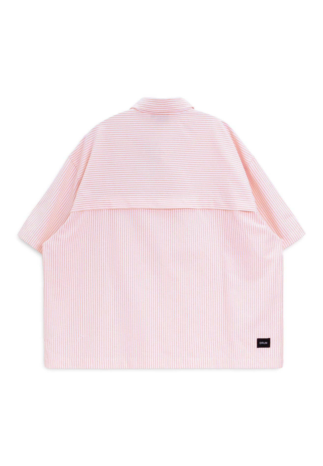 DRUM S. Vertical Stripe Short Sleeve Boxy Shirt- Red