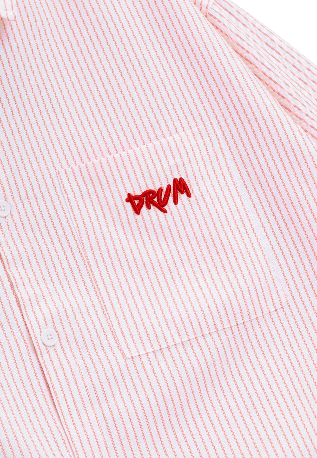 DRUM S. Vertical Stripe Short Sleeve Boxy Shirt- Red