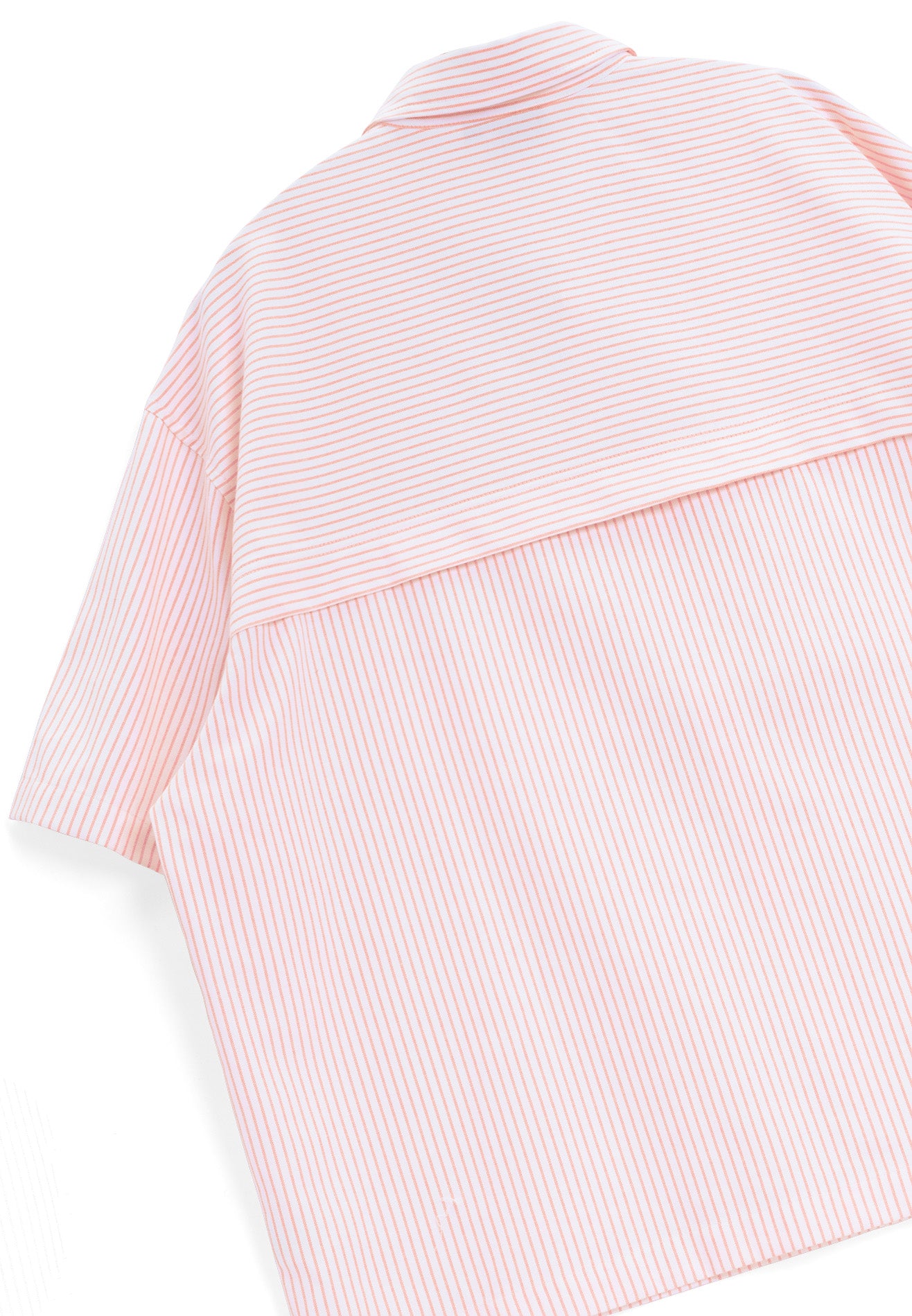 DRUM S. Vertical Stripe Short Sleeve Boxy Shirt- Red