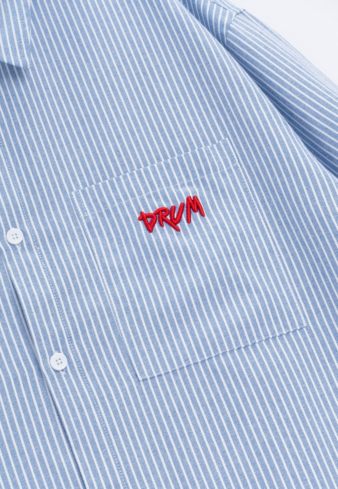 DRUM S. Vertical Stripe Short Sleeve Boxy Shirt-Light Blue