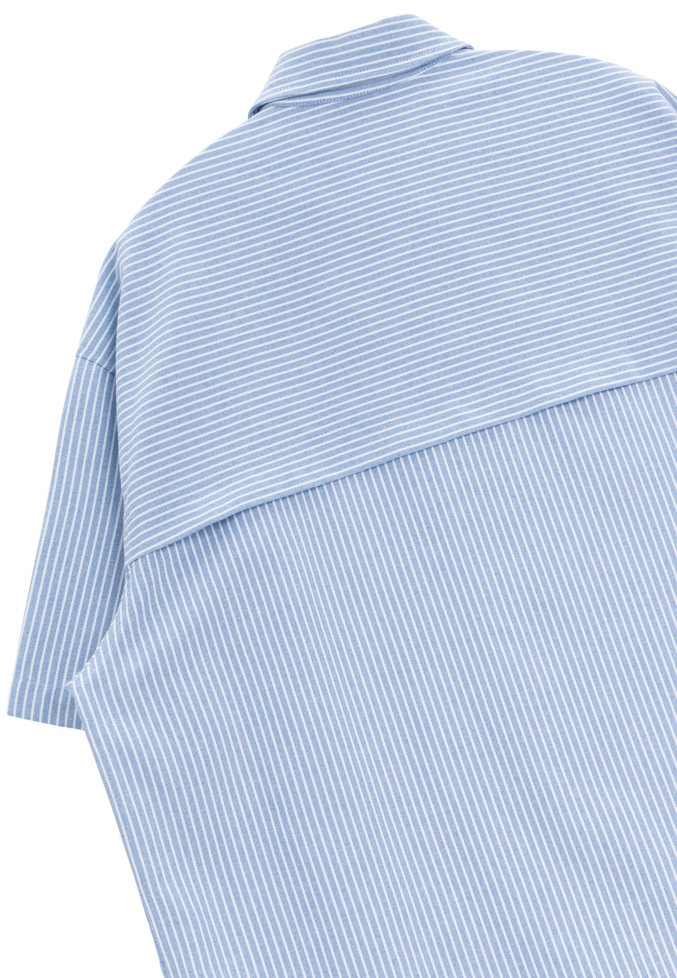 DRUM S. Vertical Stripe Short Sleeve Boxy Shirt-Light Blue