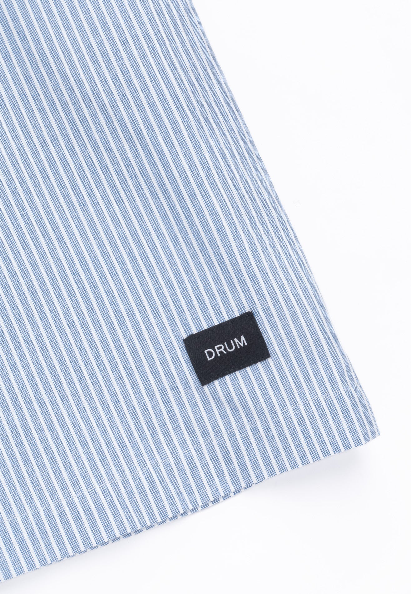 DRUM S. Vertical Stripe Short Sleeve Boxy Shirt-Light Blue