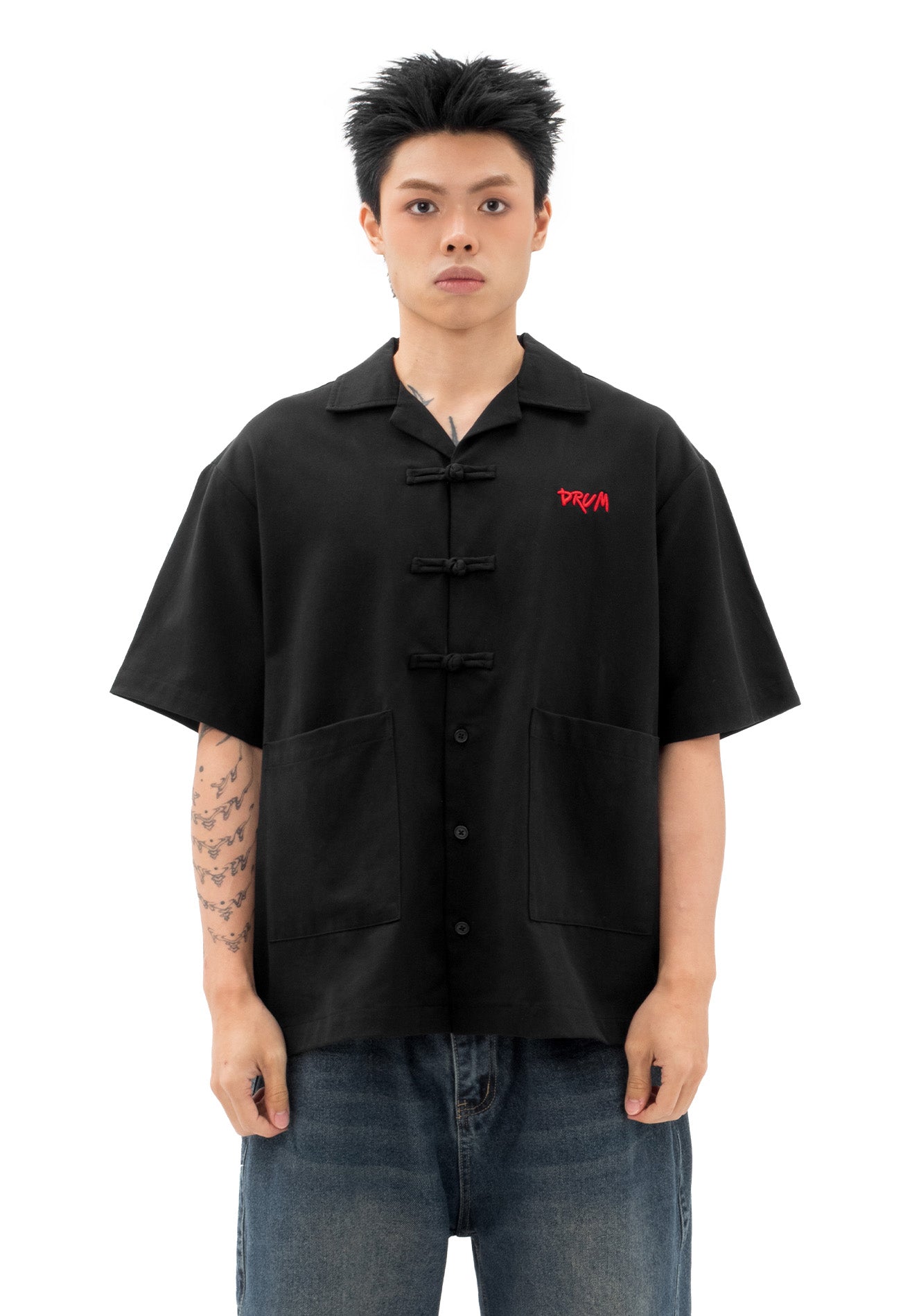 DRUM S. CNY Exclusive Short Sleeve Boxy Shirt- Black