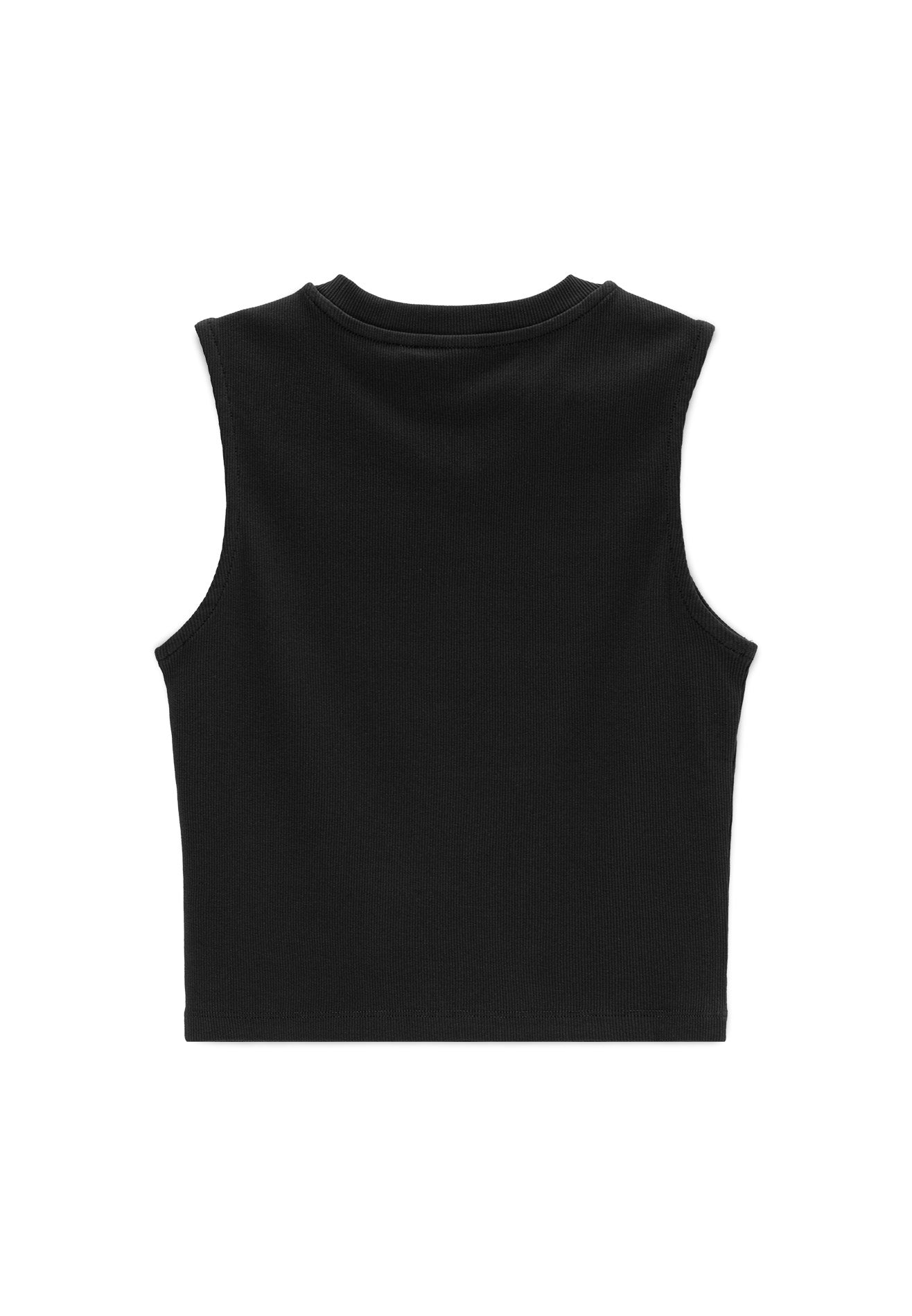 DRUM E. Woman Rubber Graphic Print Tank Crop Top- Black