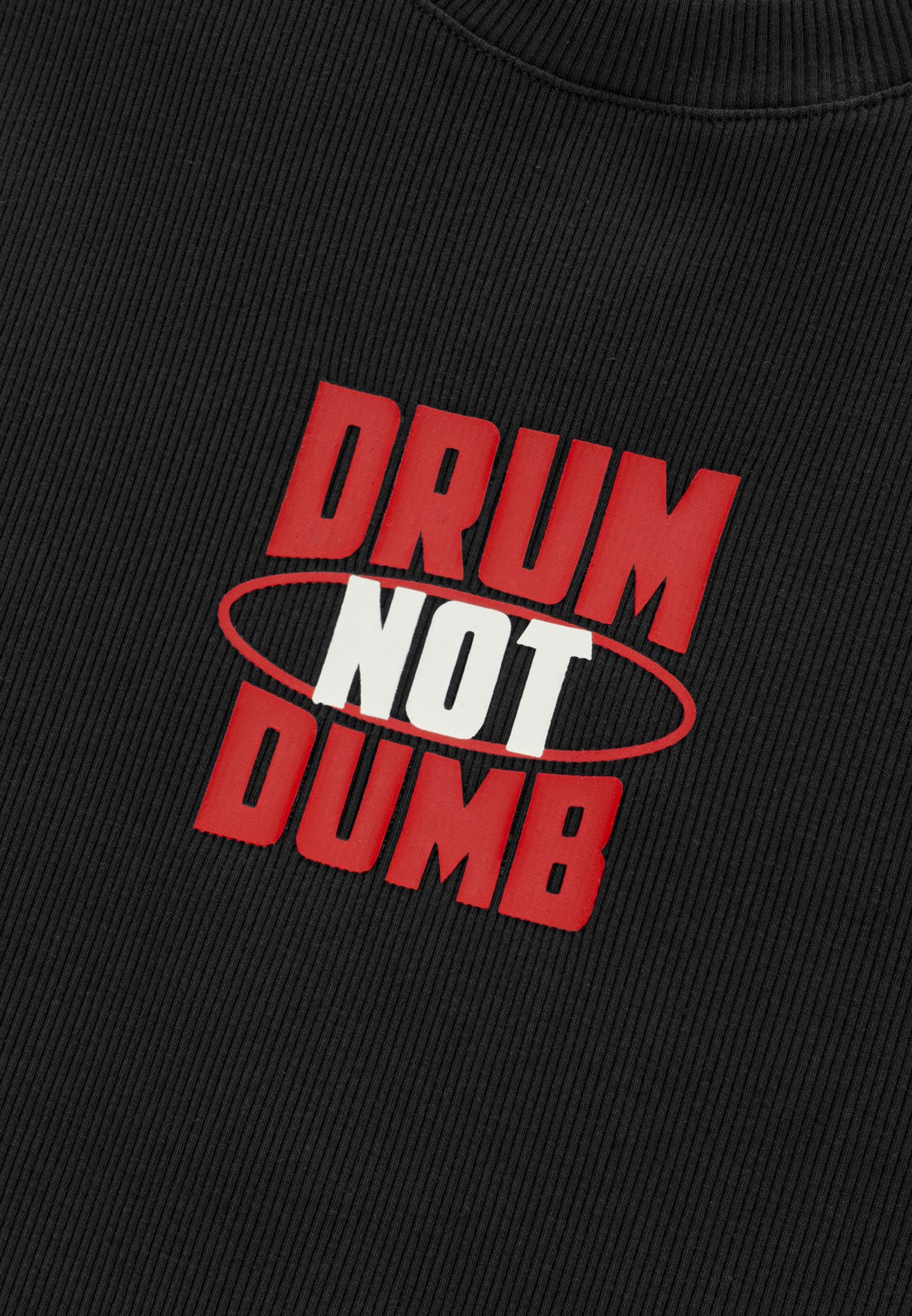 DRUM E. Woman Rubber Graphic Print Tank Crop Top- Black