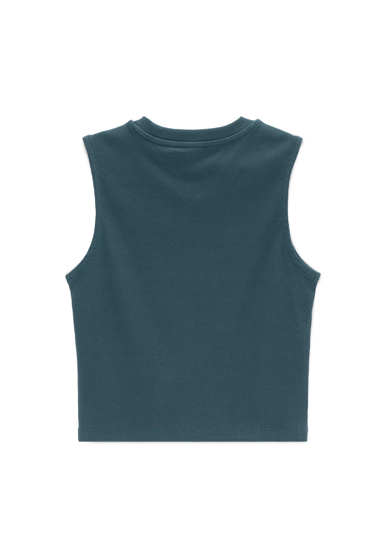 DRUM E. Woman Rubber Graphic Print Tank Crop Top- Grey Blue