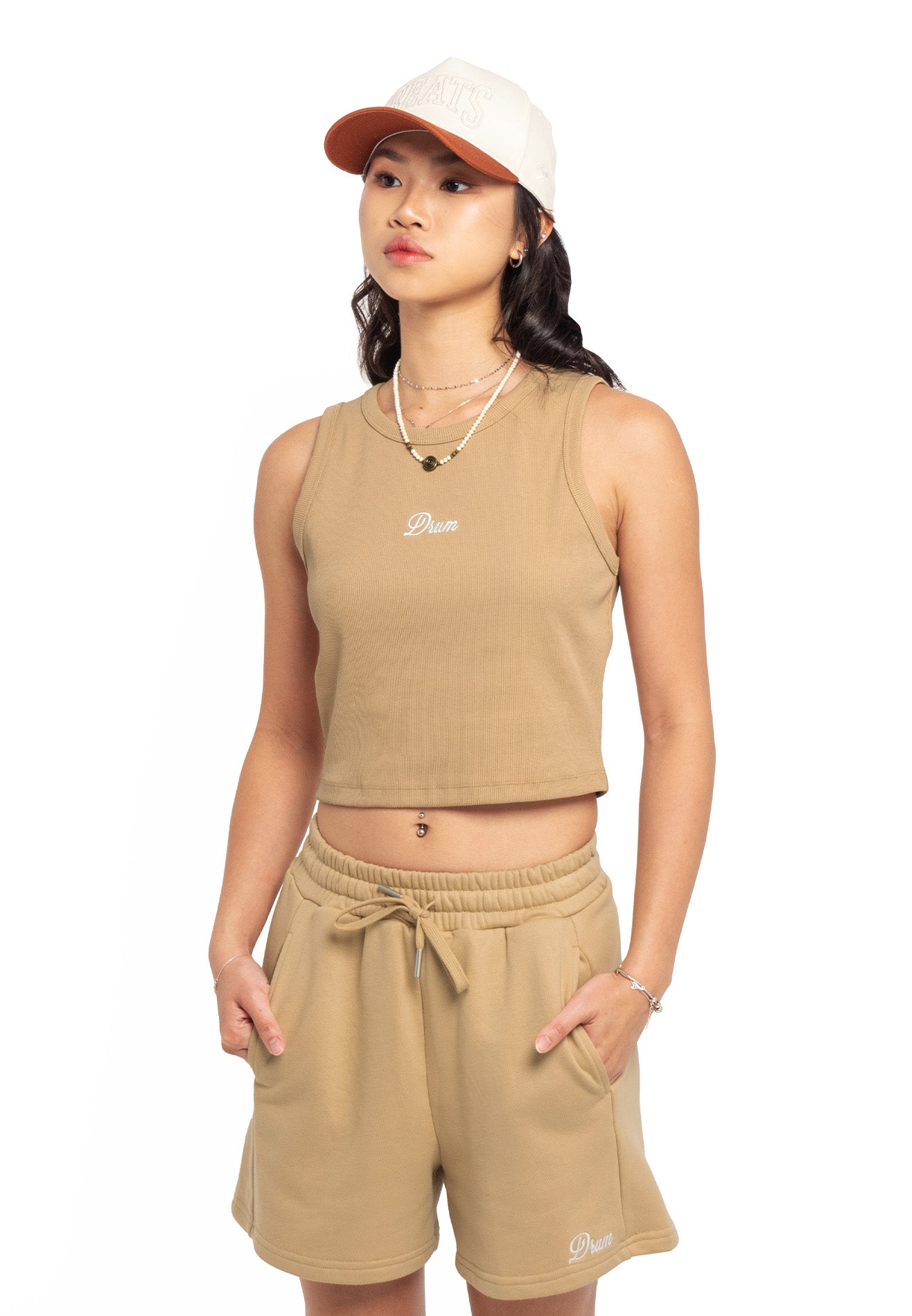 Select Ladies Tank Crop Top- Khaki