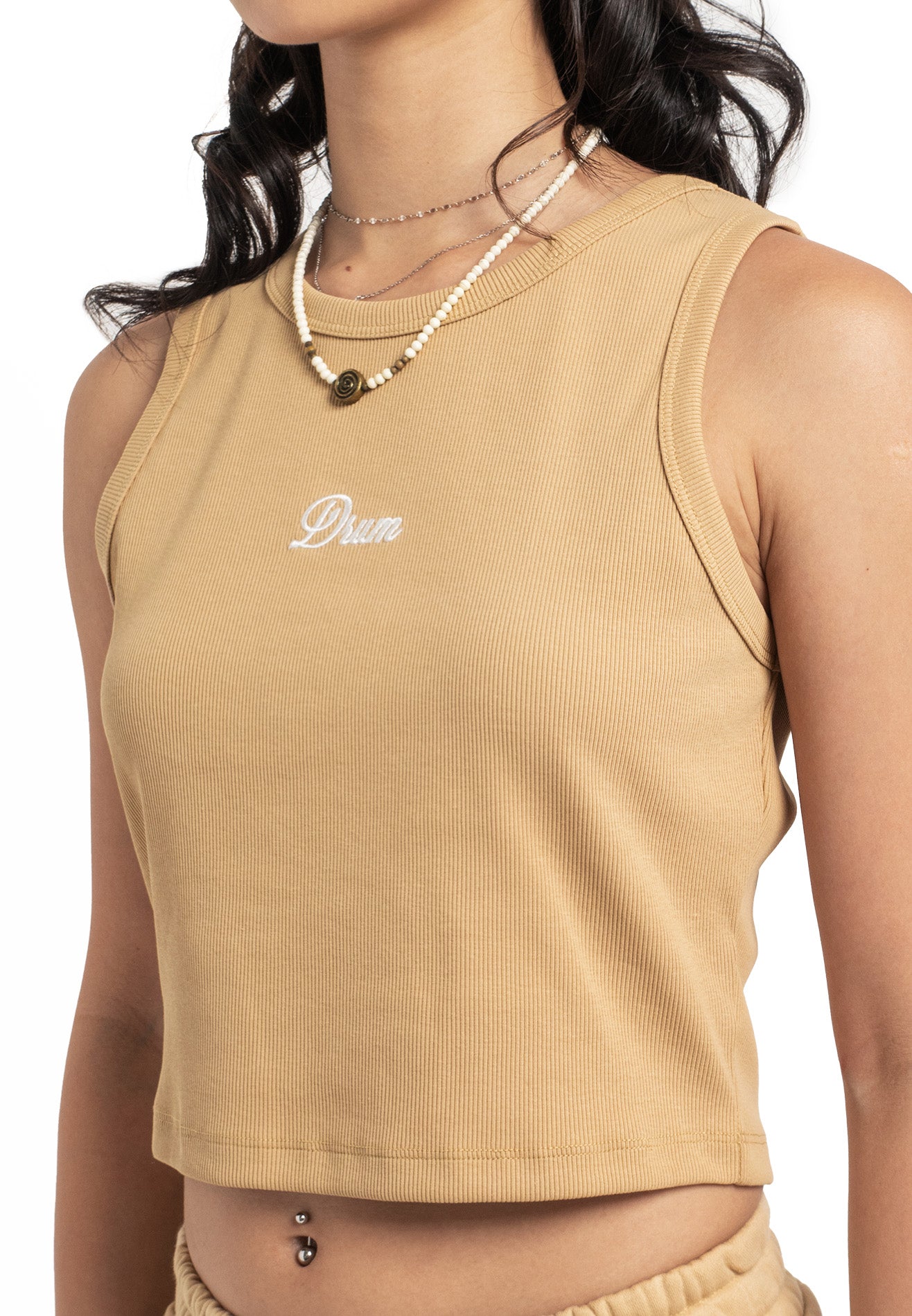 Select Ladies Tank Crop Top- Khaki