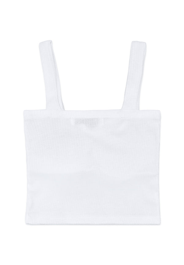 Knitted Crop Singlet- White