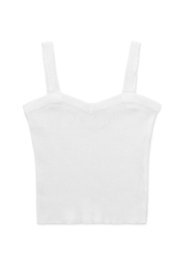 Basic Sleeveless Knitted Singlet- White