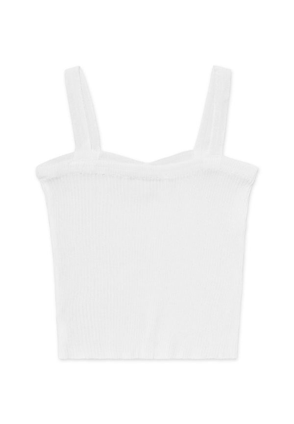 Basic Sleeveless Knitted Singlet- White