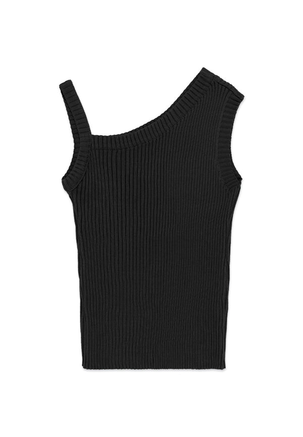 Asymmetry Knit Top- Black