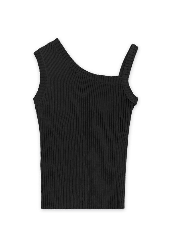 Asymmetry Knit Top- Black