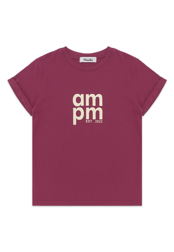 AM PM Printed Tee- Pink