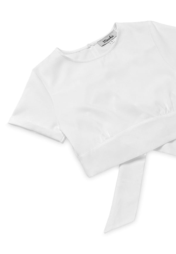 Bow Details Crop Top - White