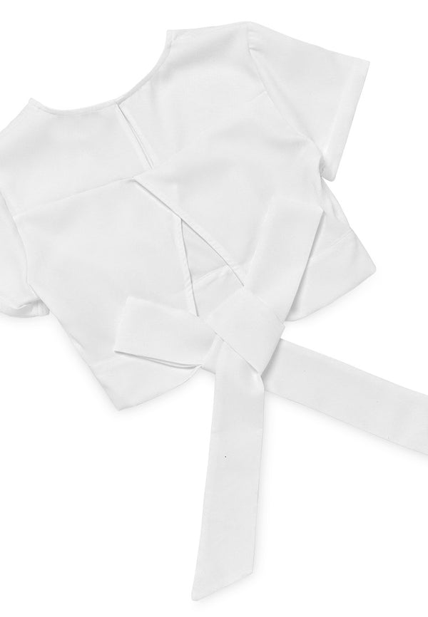 Bow Details Crop Top - White