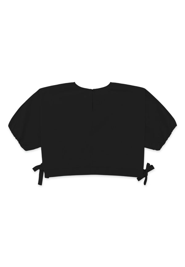 Extended Sleeve Crop Top - Black