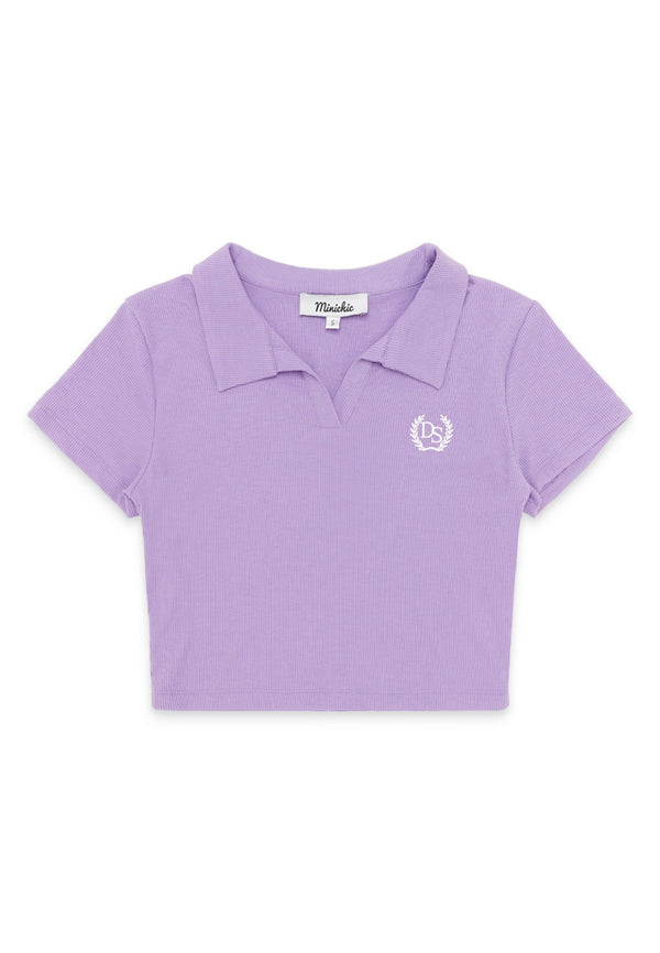 DS Short Sleeve Crop Top- Purple